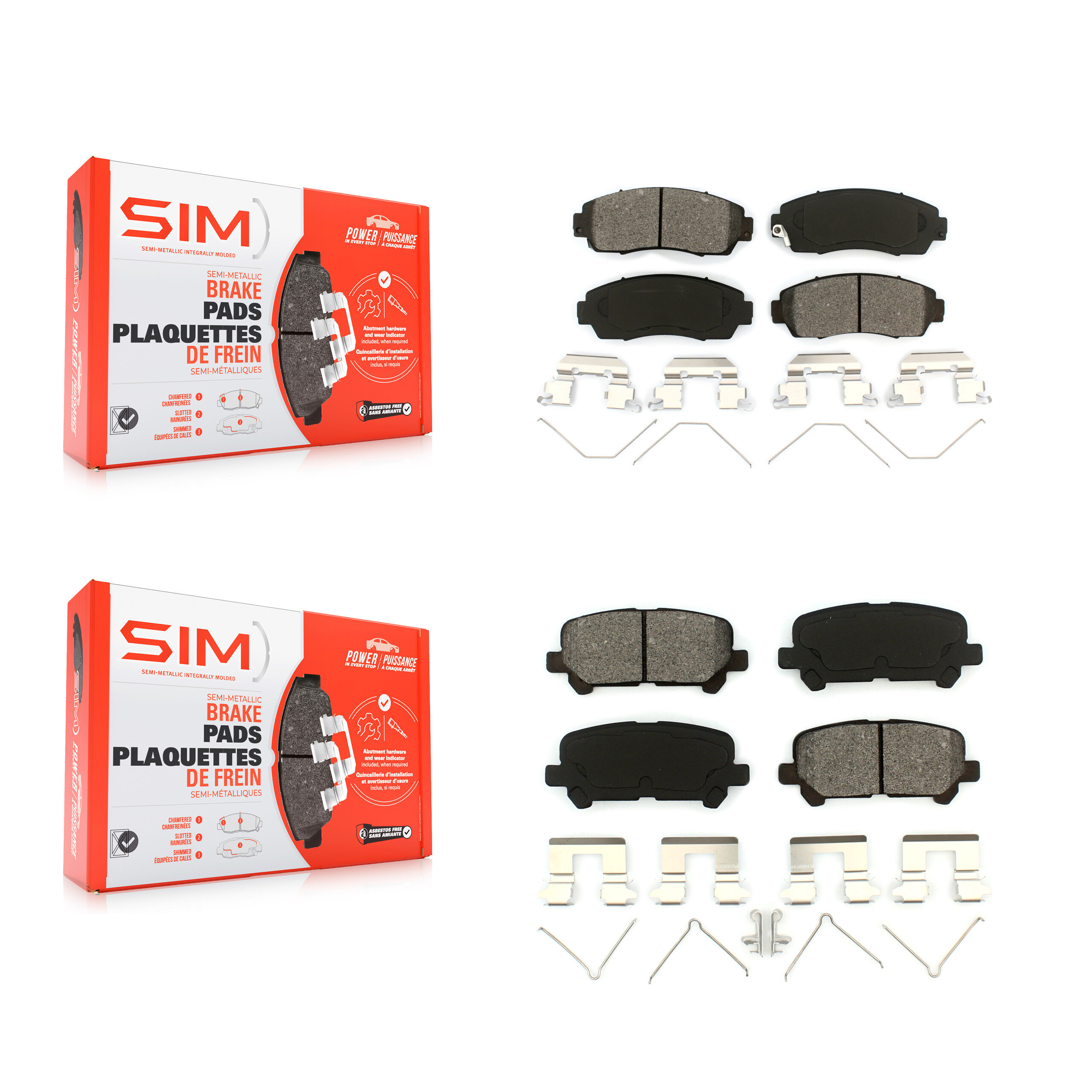 Front Rear Semi-Metallic Brake Pads Kit For 2011-2017 Honda Odyssey KSM-100183