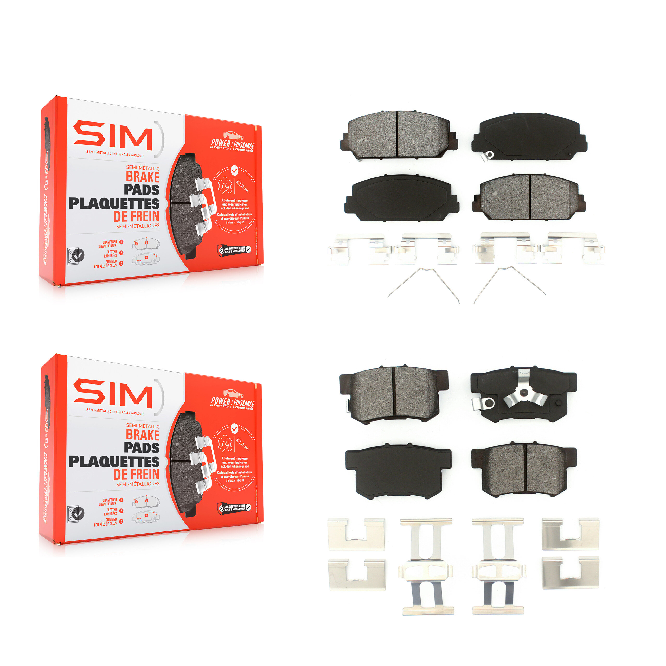 Front Rear Semi-Metallic Brake Pads Kit For 2013-2018 Acura RDX KSM-100212