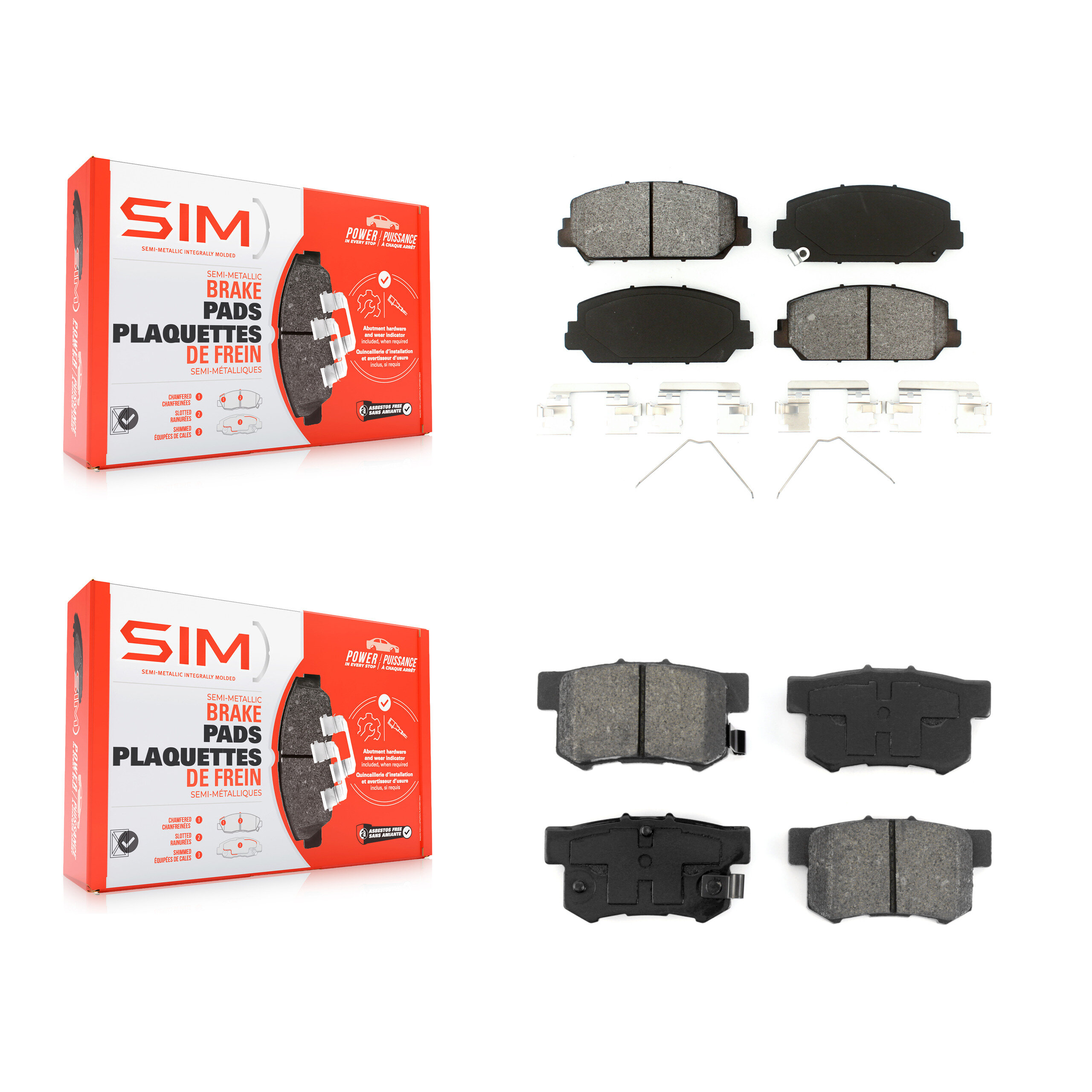 Front Rear Semi-Metallic Brake Pads Kit For 2016-2022 Acura ILX KSM-100214