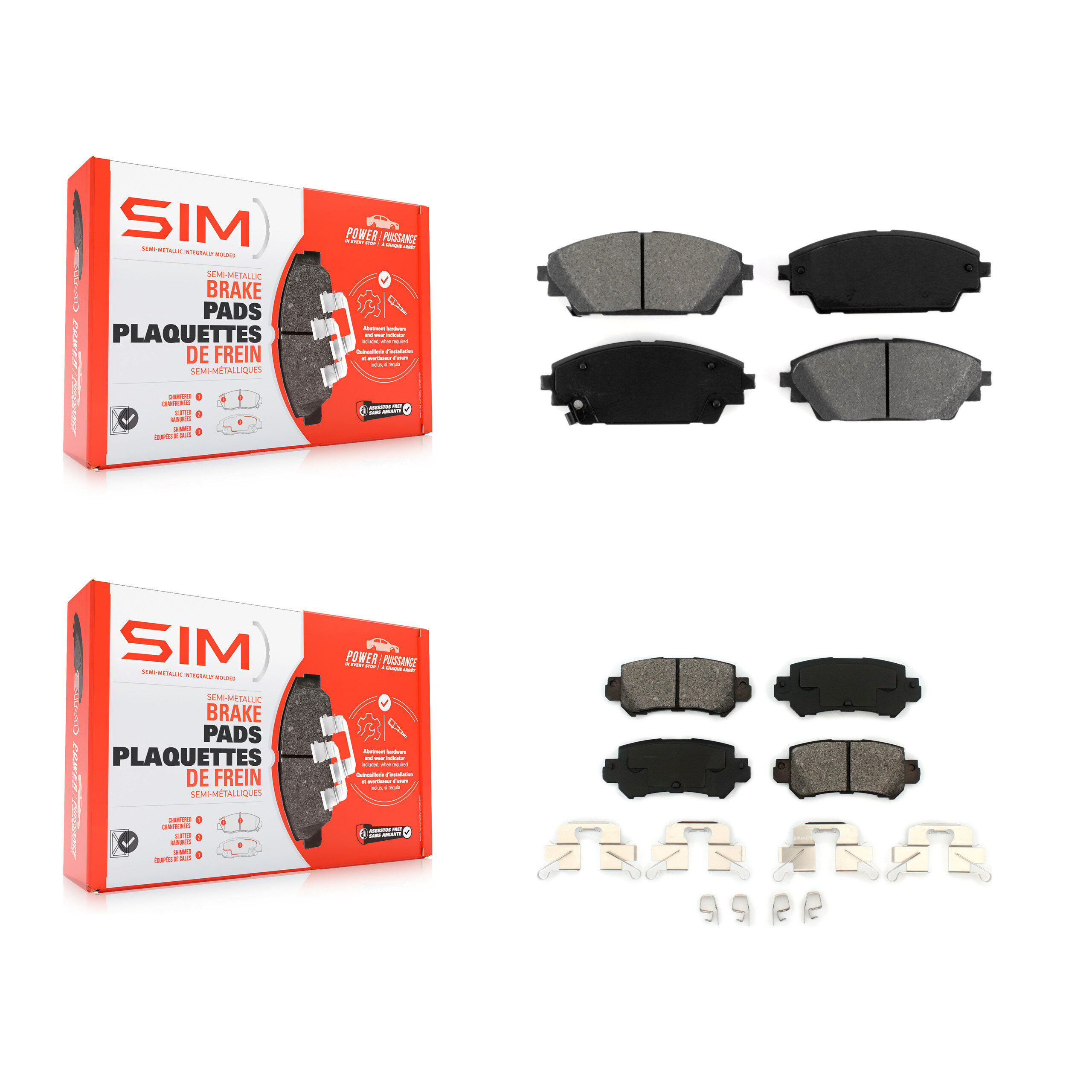 Front Rear Semi-Metallic Brake Pads Kit For 2016-2018 Mazda CX-3 KSM-100217