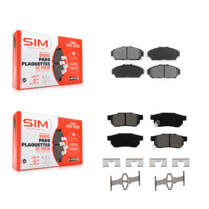 Front Rear Semi-Metallic Brake Pads Kit For Acura Integra Honda Civic KSM-100273