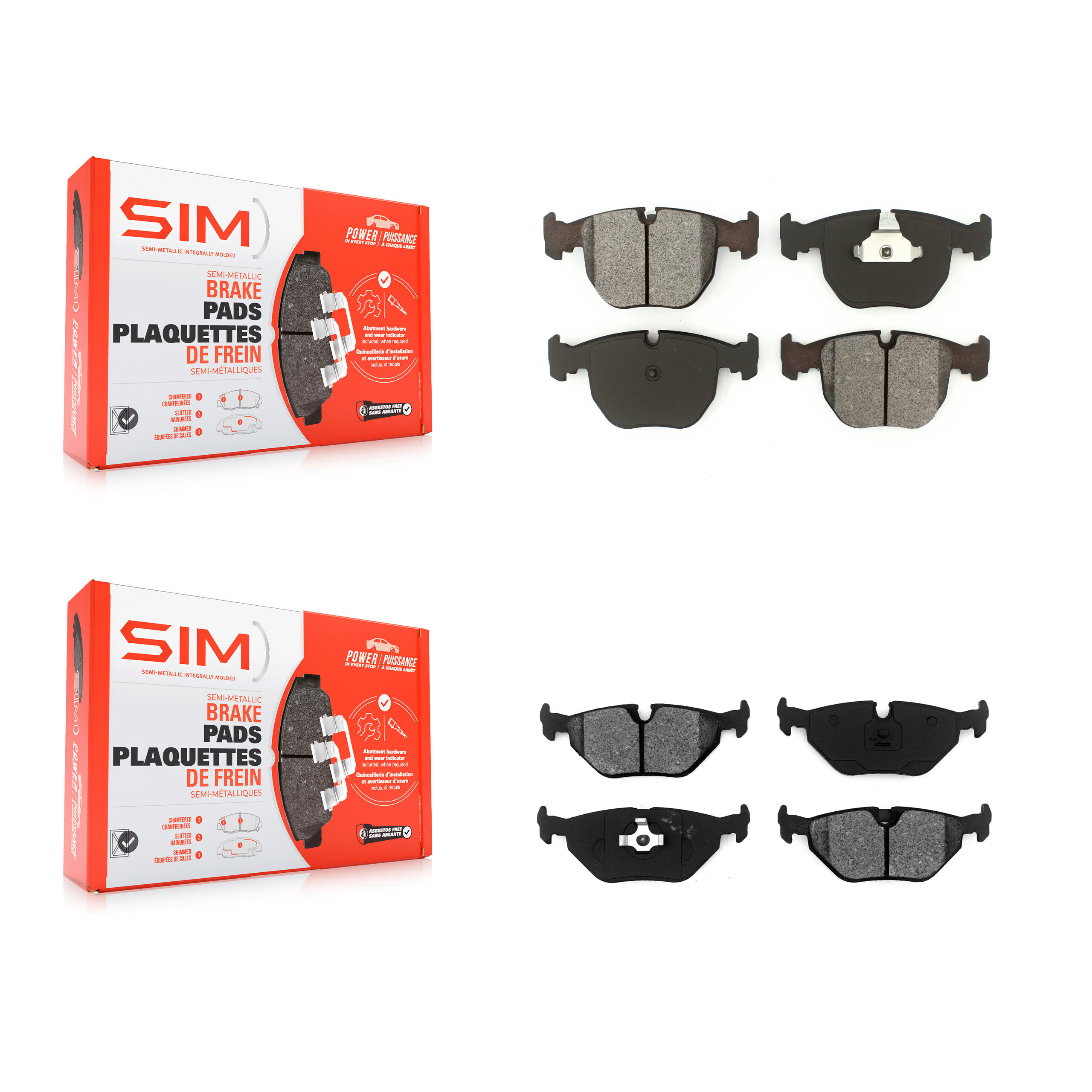 Front Rear Semi-Metallic Brake Pads Kit For BMW 540i 530i KSM-100295