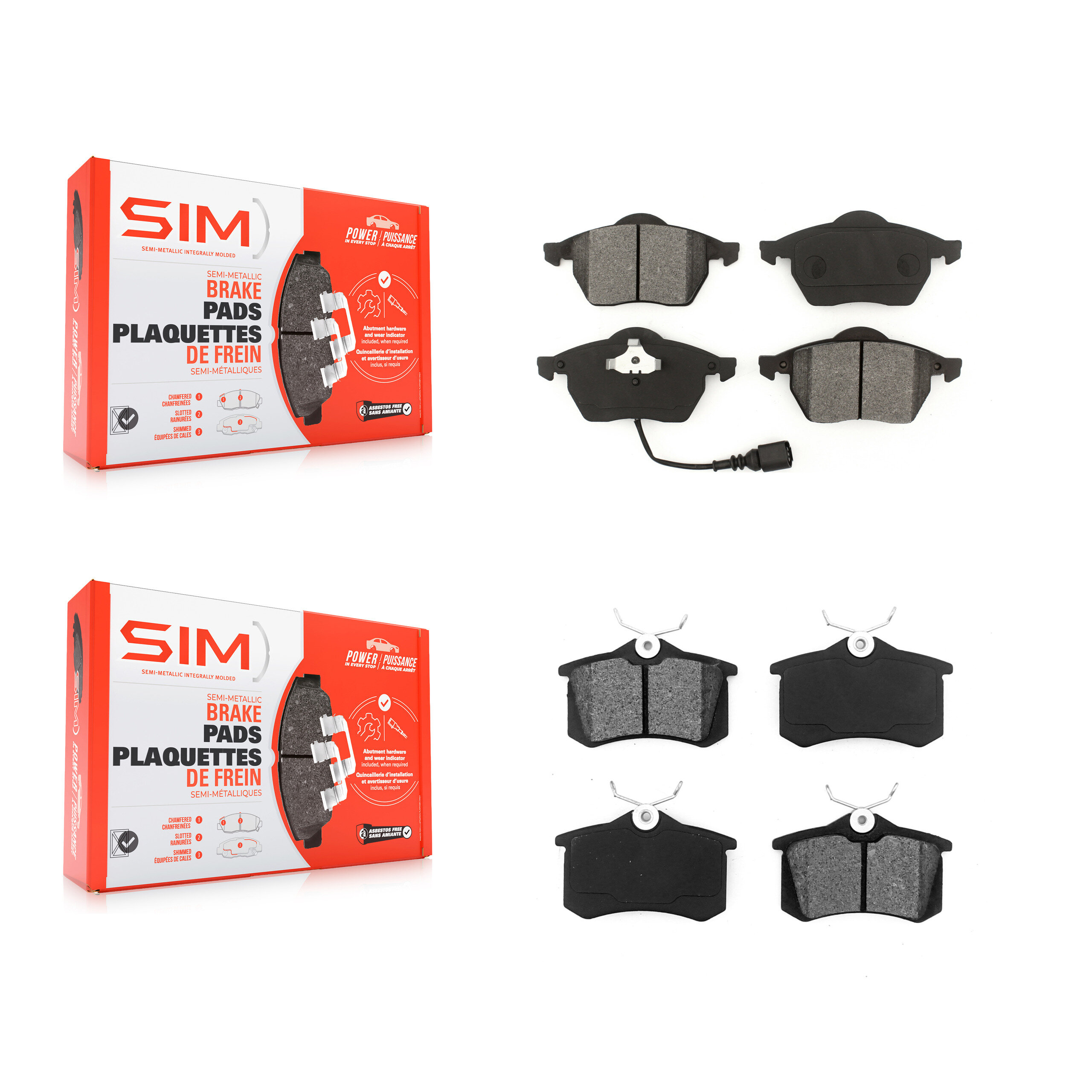Front Rear Semi-Metallic Brake Pads Kit For Volkswagen Jetta Golf Beetle Audi TT Quattro KSM-100298