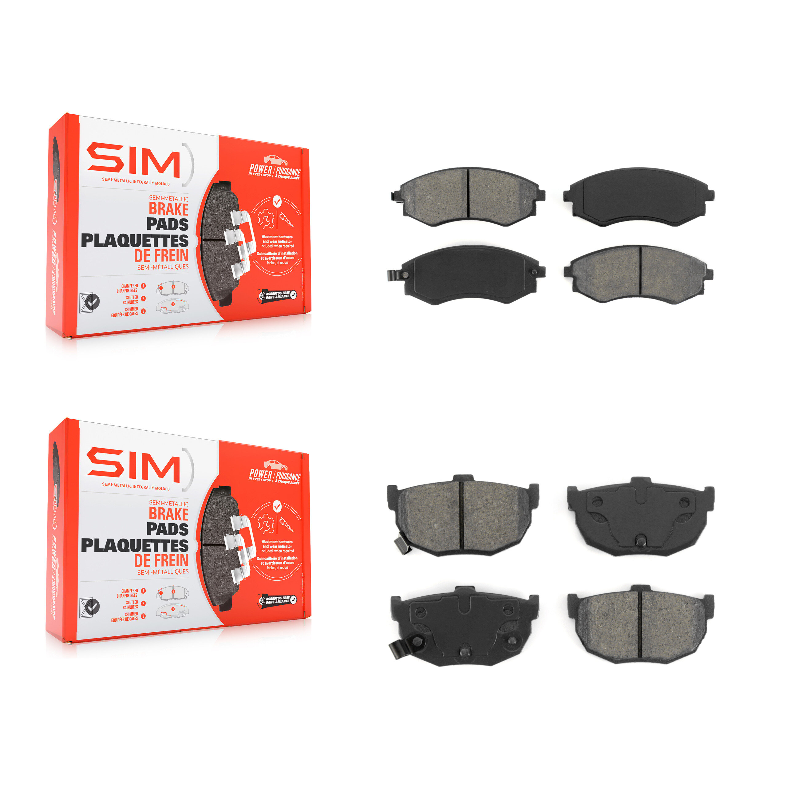 Front Rear Semi-Metallic Brake Pads Kit For Hyundai Elantra Tiburon KSM-100302