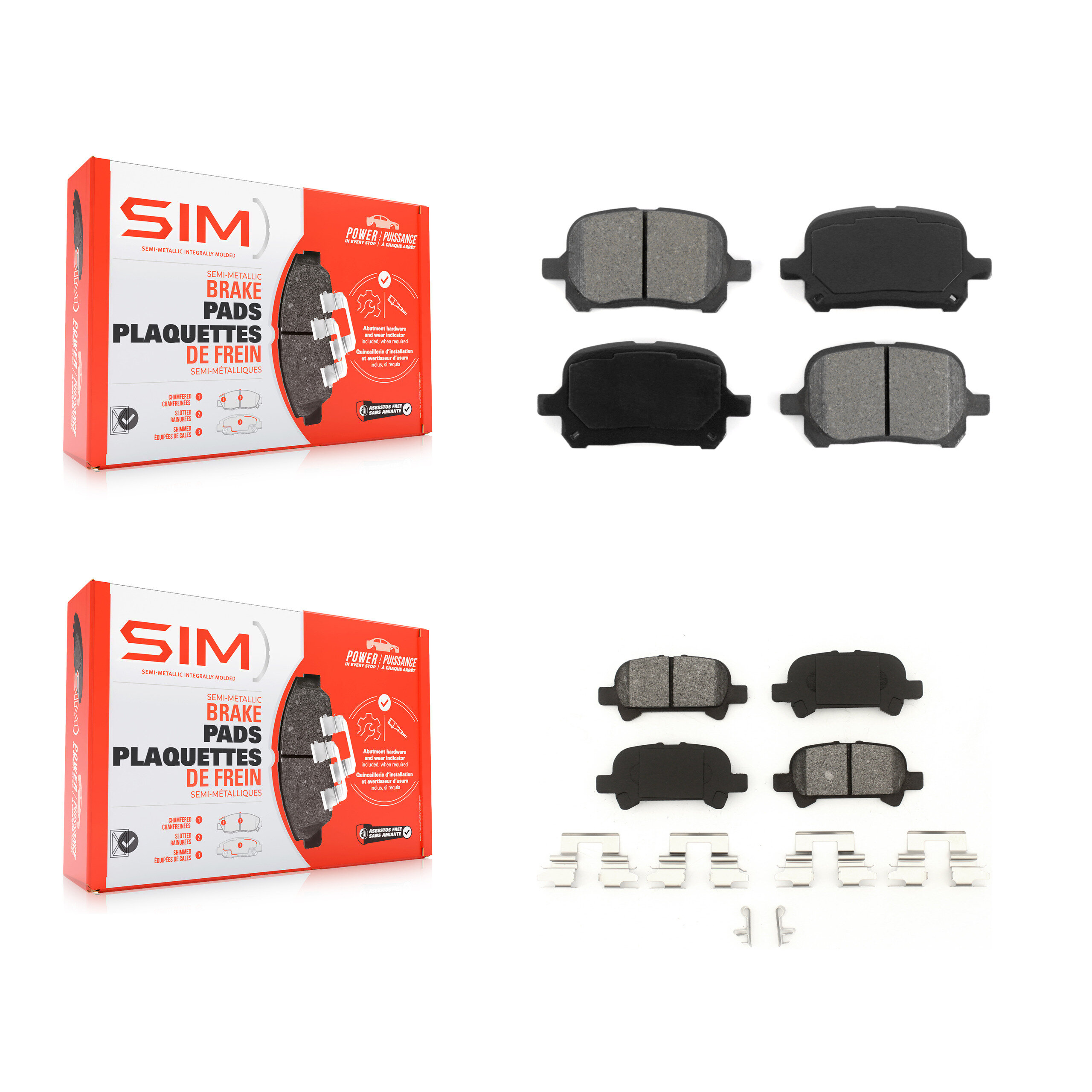 Front Rear Semi-Metallic Brake Pads Kit For Toyota Camry Solara Avalon KSM-100308