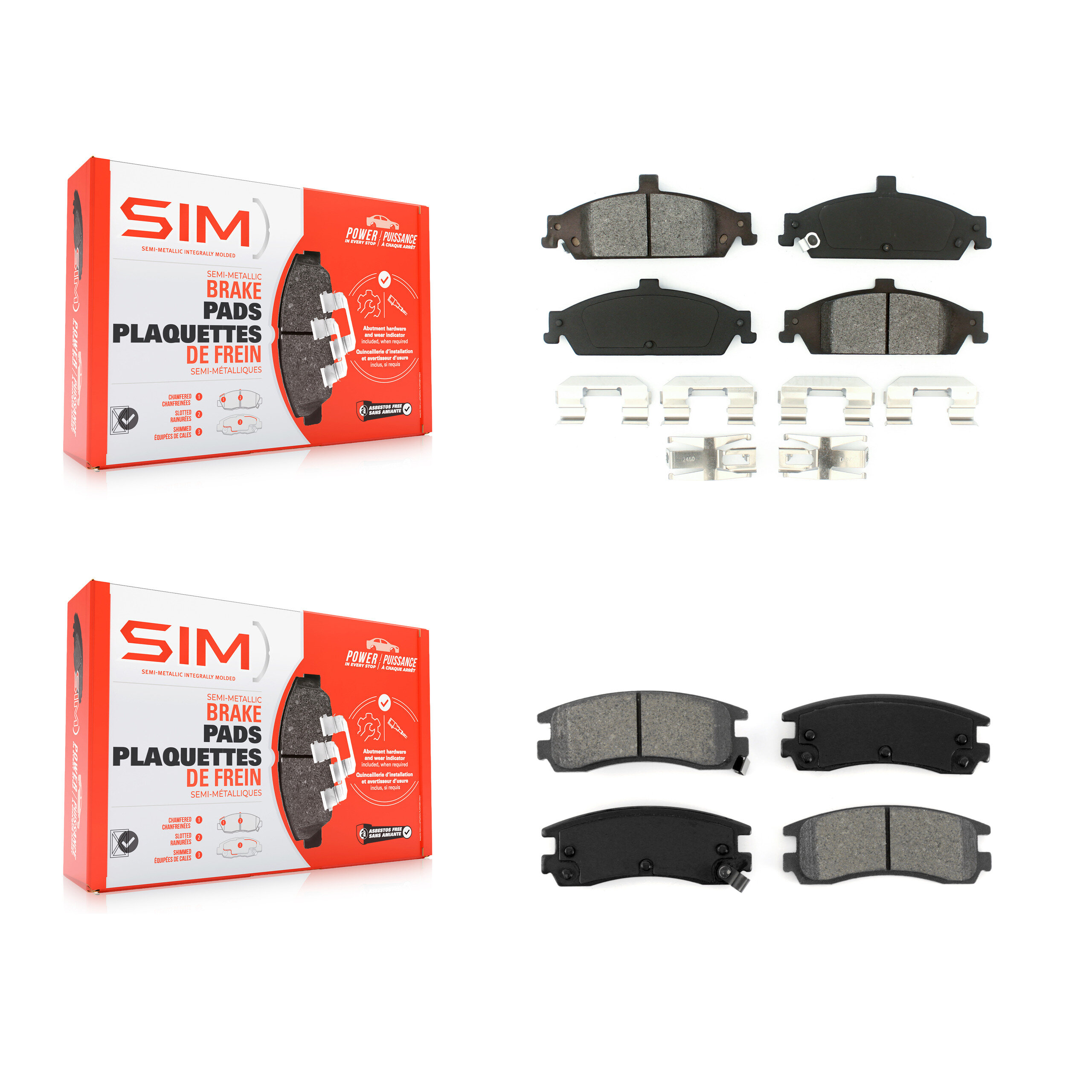 Front Rear Semi-Metallic Brake Pads Kit For Pontiac Grand Am Oldsmobile Alero Cutlass KSM-100315