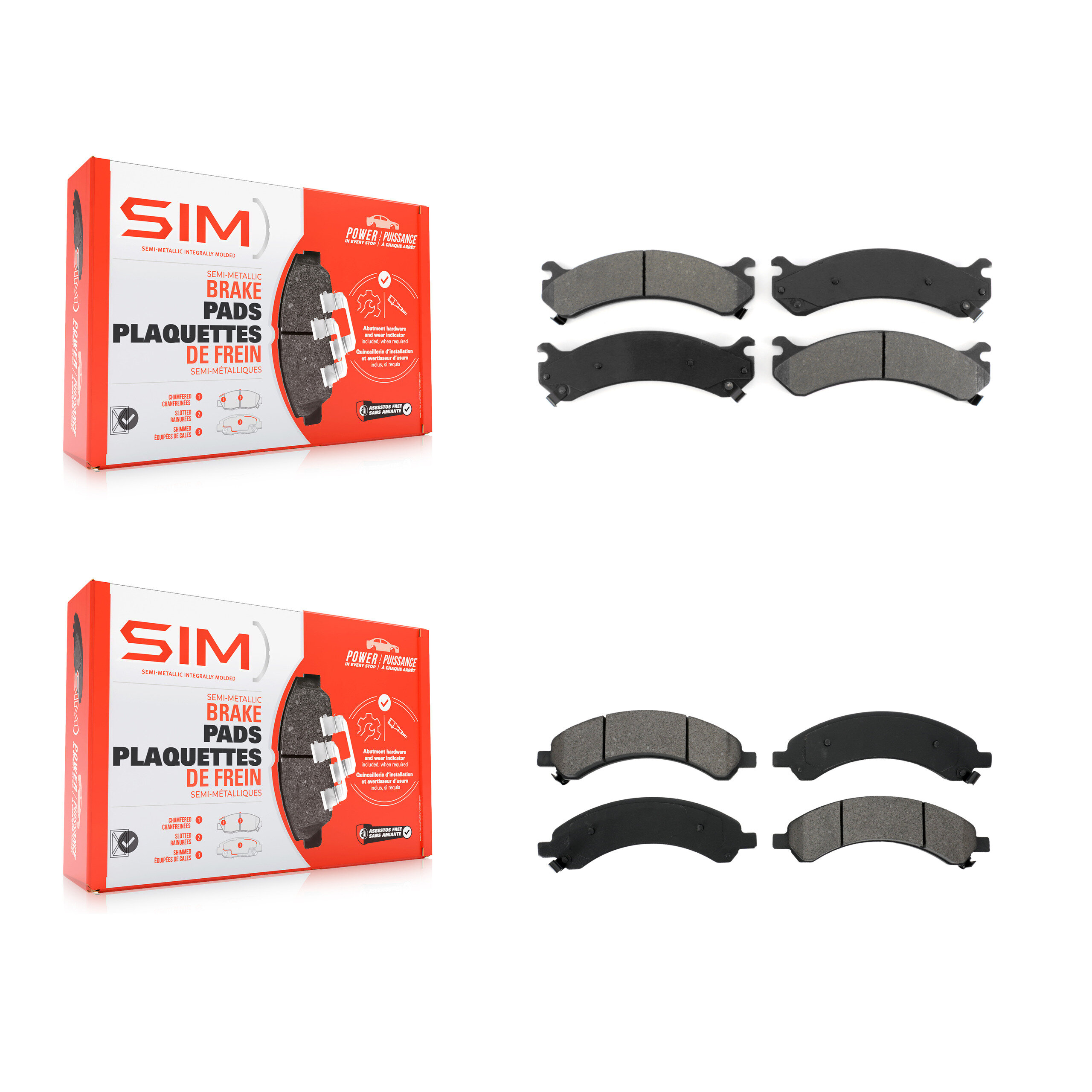 Front Rear Semi-Metallic Brake Pads Kit For 2003-2008 Chevrolet Express 3500 GMC Savana KSM-100328
