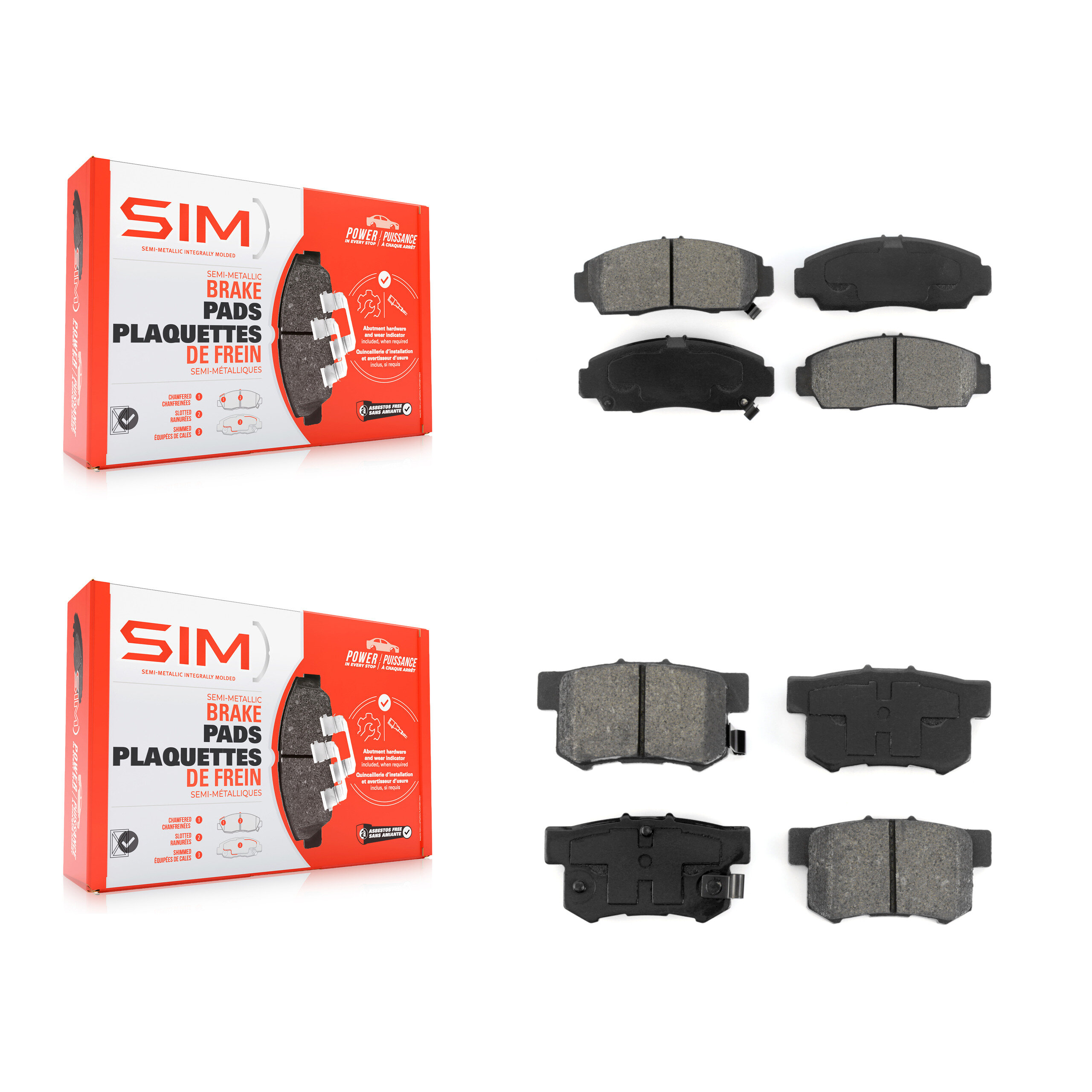 Front Rear Semi-Metallic Brake Pads Kit For Honda Accord Acura TL TSX CL RL KSM-100335