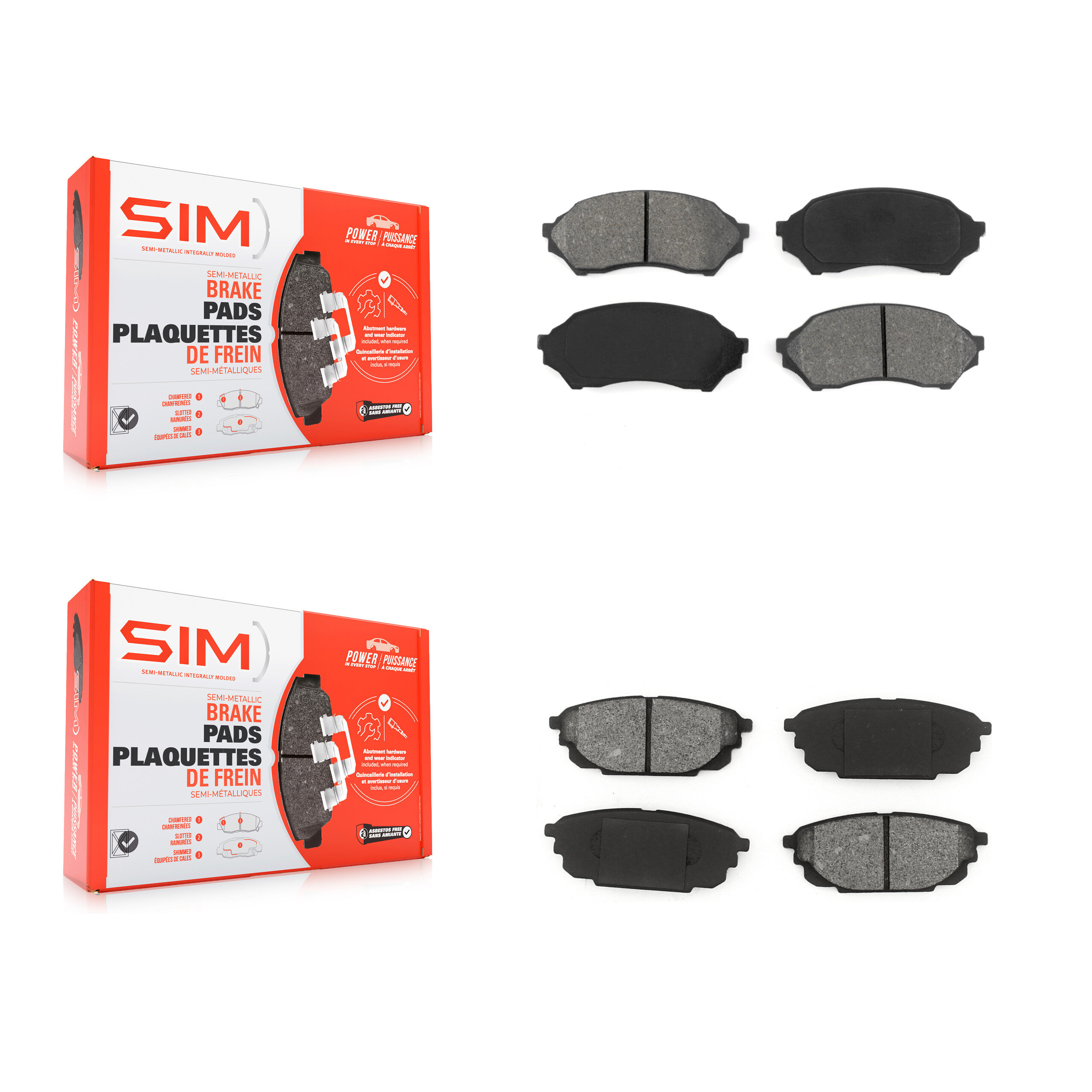 Front Rear Semi-Metallic Brake Pads Kit For 2001-2002 Mazda Protege 1.6L KSM-100339