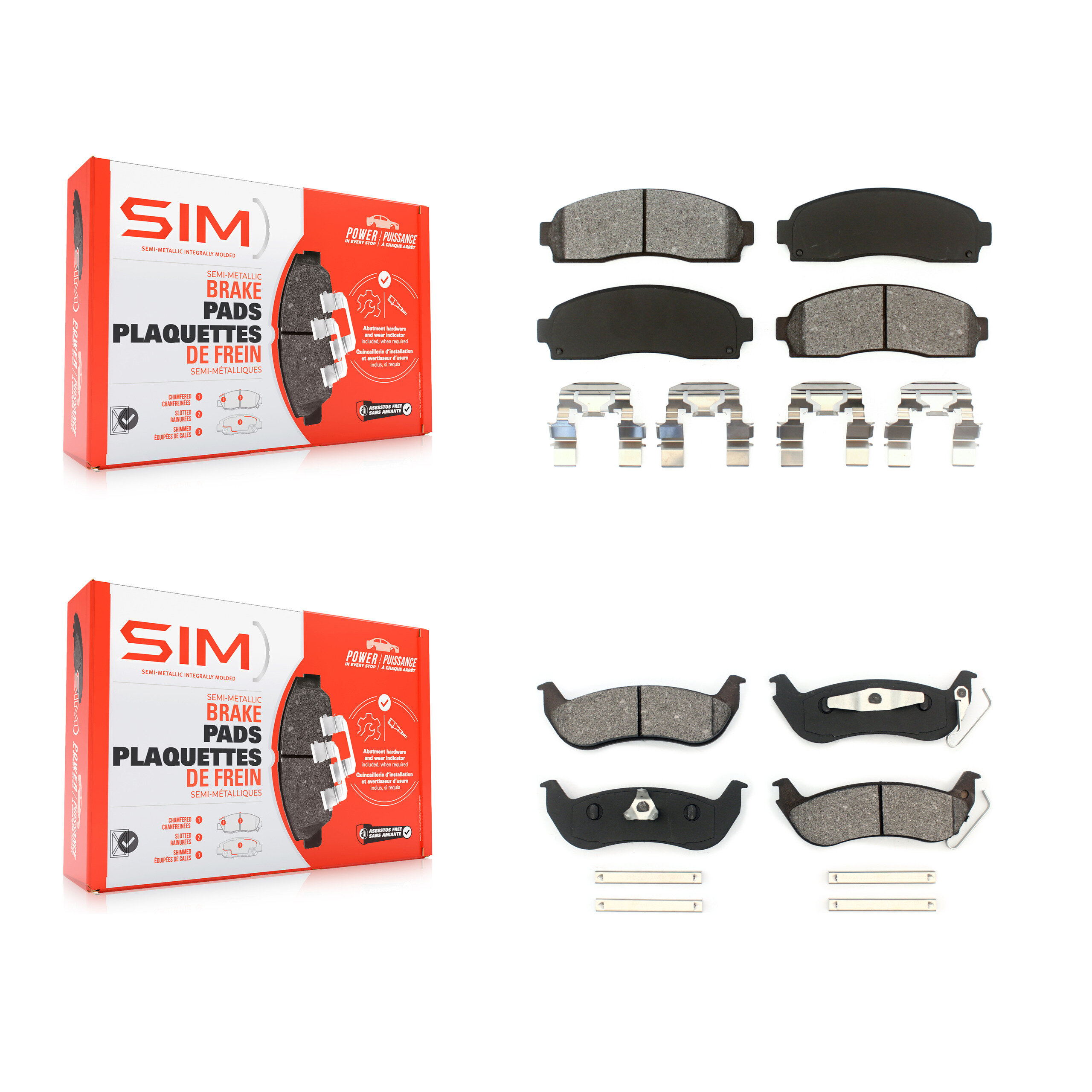 Front Rear Semi-Metallic Brake Pads Kit For Ford Ranger Mazda B2300 B4000 KSM-100359