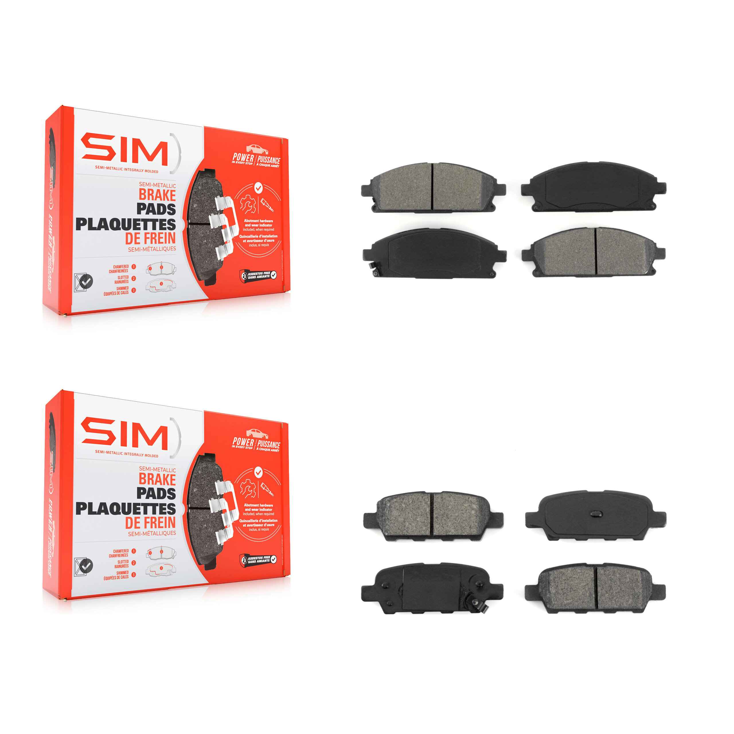 Front Rear Semi-Metallic Brake Pads Kit For Nissan X-Trail Quest KSM-100375