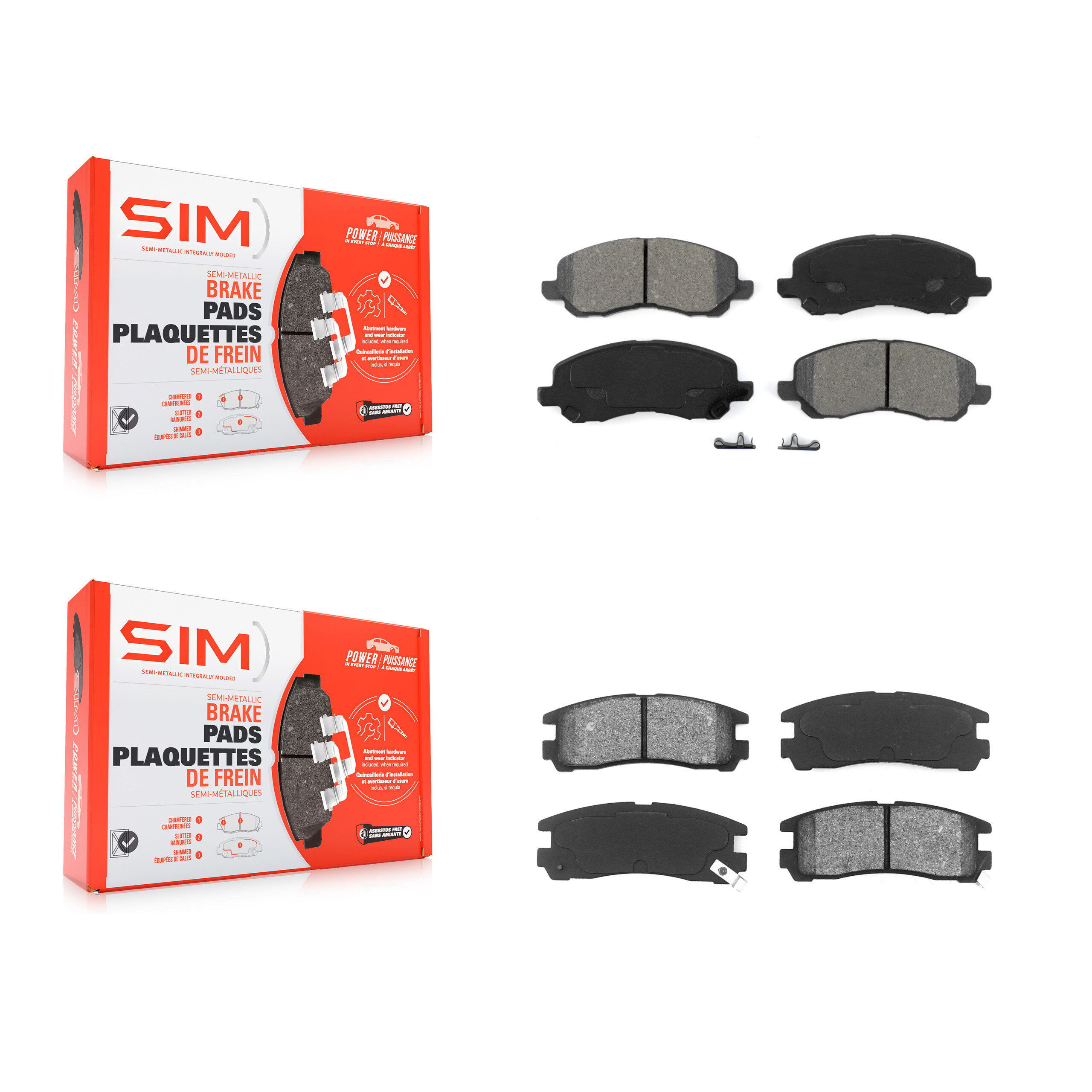 Front Rear Semi-Metallic Brake Pads Kit For Mitsubishi Chrysler Sebring Eclipse Galant KSM-100383