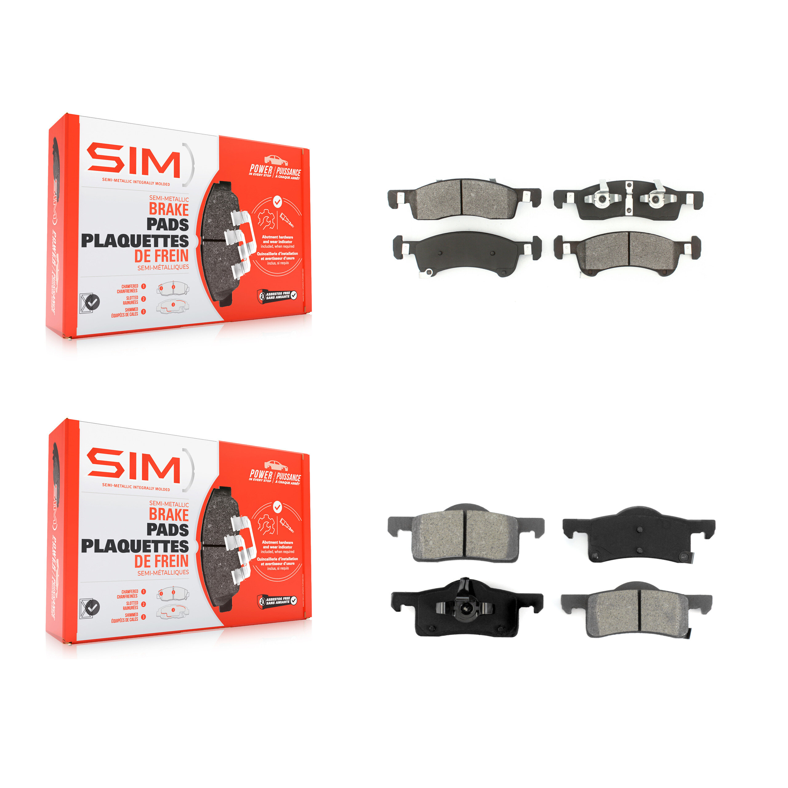 Front Rear Semi-Metallic Brake Pads Kit For Ford Expedition Lincoln Navigator KSM-100428