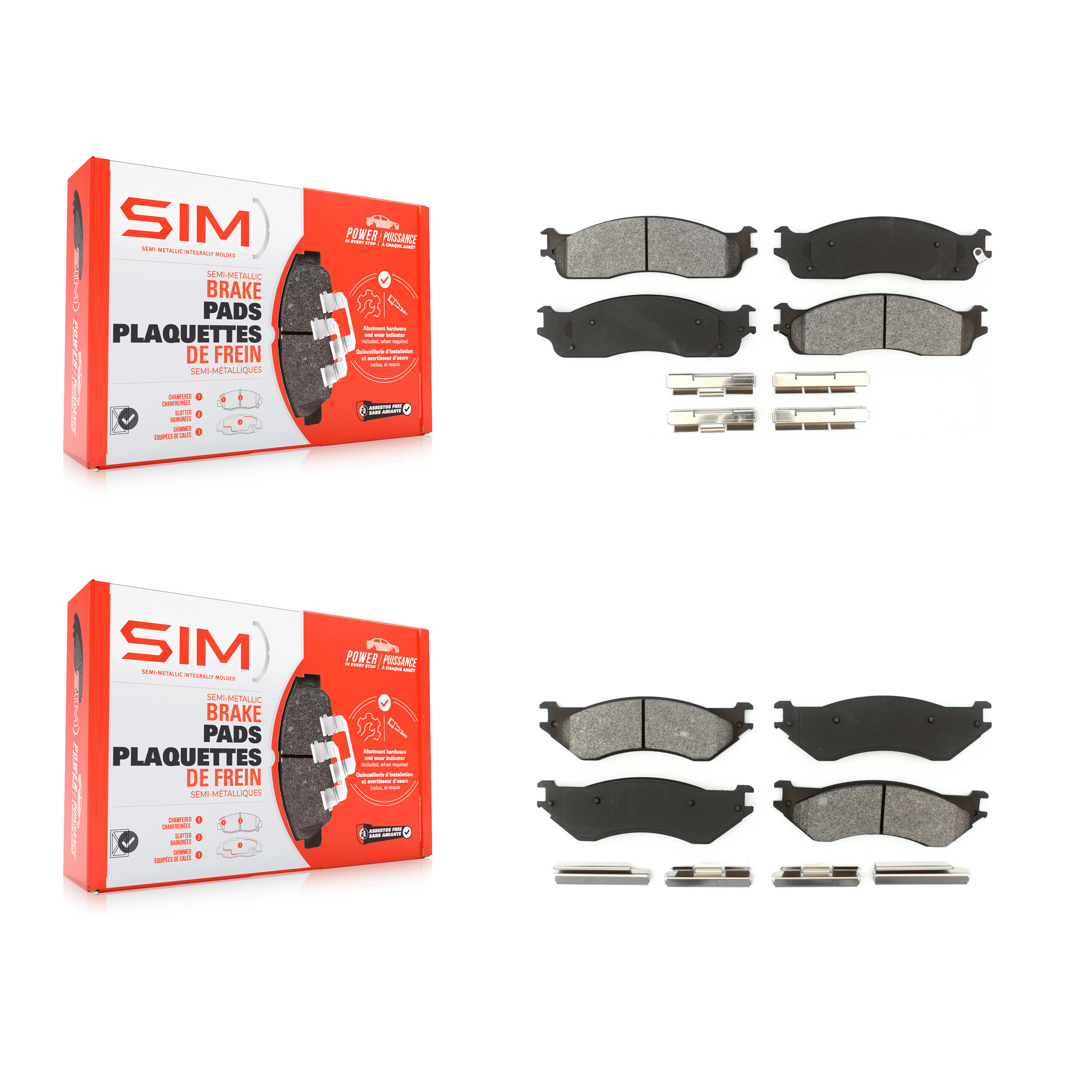 Front Rear Semi-Metallic Brake Pads Kit For Dodge Ram 1500 3500 2500 KSM-100442