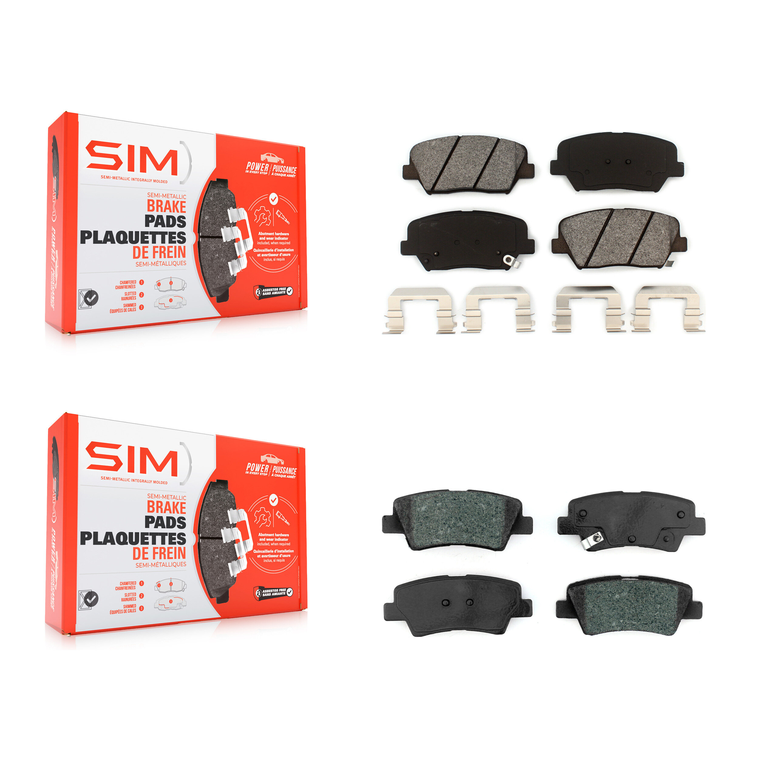Front Rear Semi-Metallic Brake Pads Kit For 2014-2017 Kia Rondo With Manual Parking KSM-100455