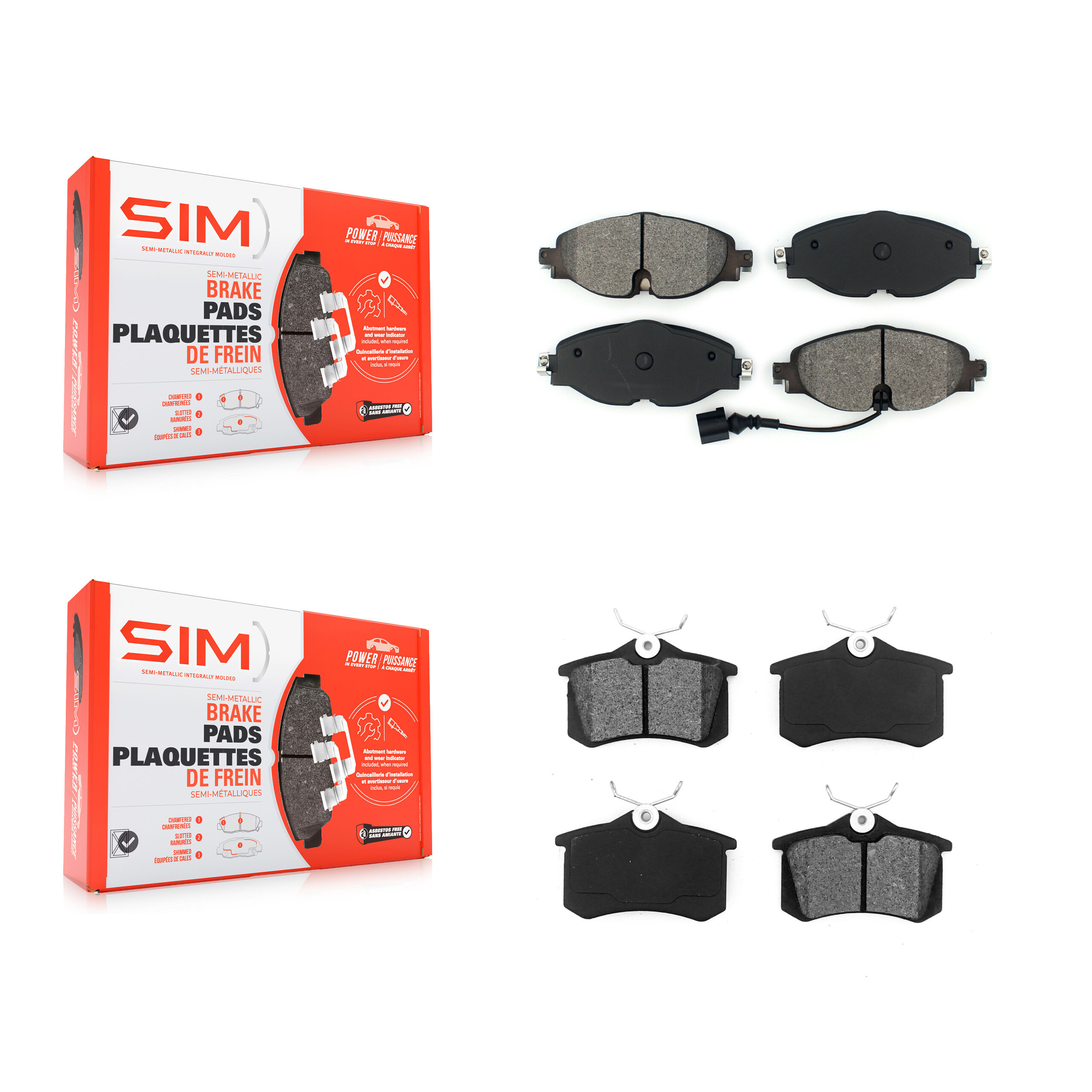 Front Rear Semi-Metallic Brake Pads Kit For 2015 Volkswagen Golf SportWagen DIESEL engine KSM-100468