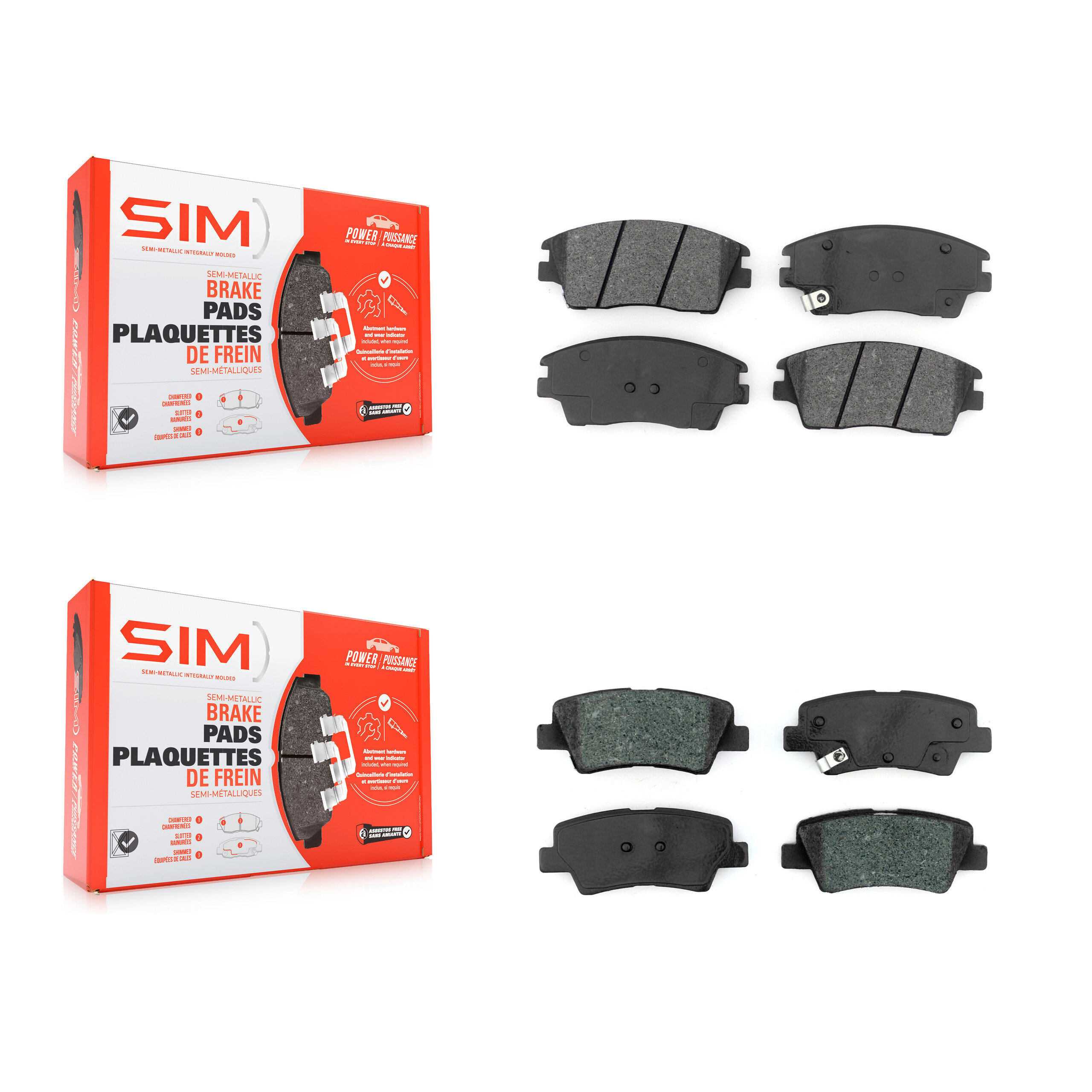 Front Rear Semi-Metallic Brake Pads Kit For 2017-2020 Hyundai Elantra 1.6L KSM-100471