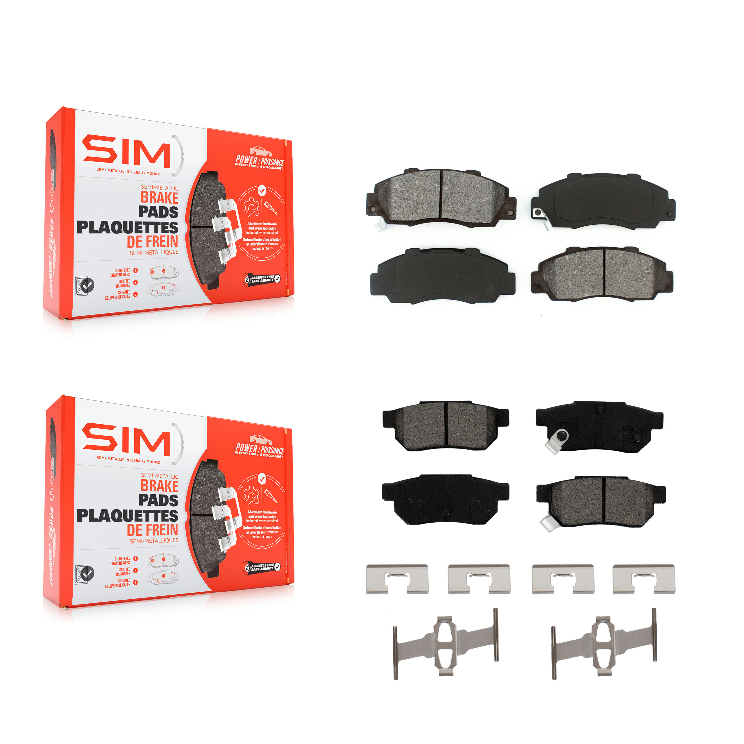 Front Rear Semi-Metallic Brake Pads Kit For 1992-1993 Acura Integra GS-R KSM-100483