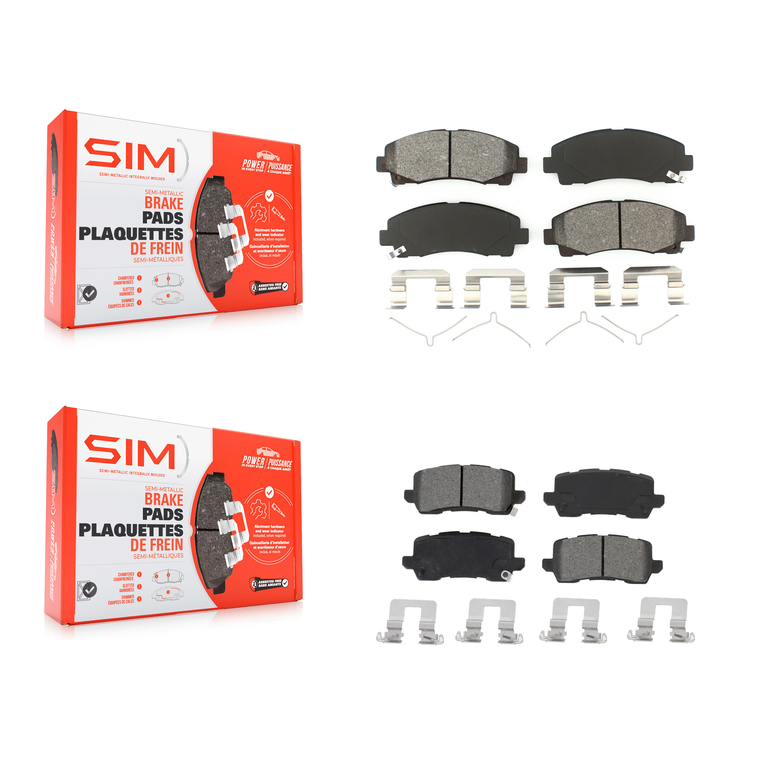 Front Rear Semi-Metallic Brake Pads Kit For 2015-2020 Acura TLX KSM-100508