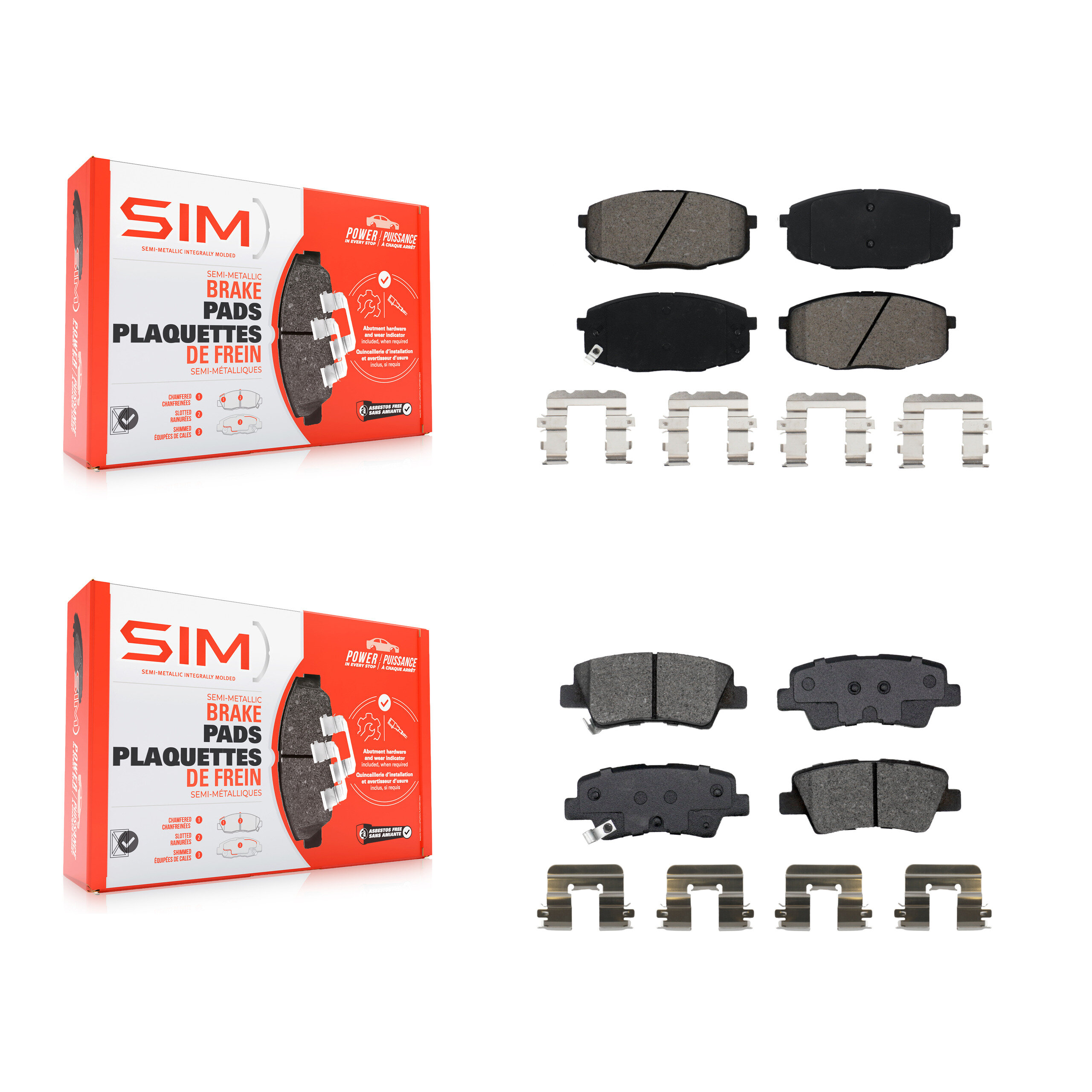 Front Rear Semi-Metallic Brake Pads Kit For Kia Hyundai Kona Forte Soul Elantra GT Forte5 KSM-100536