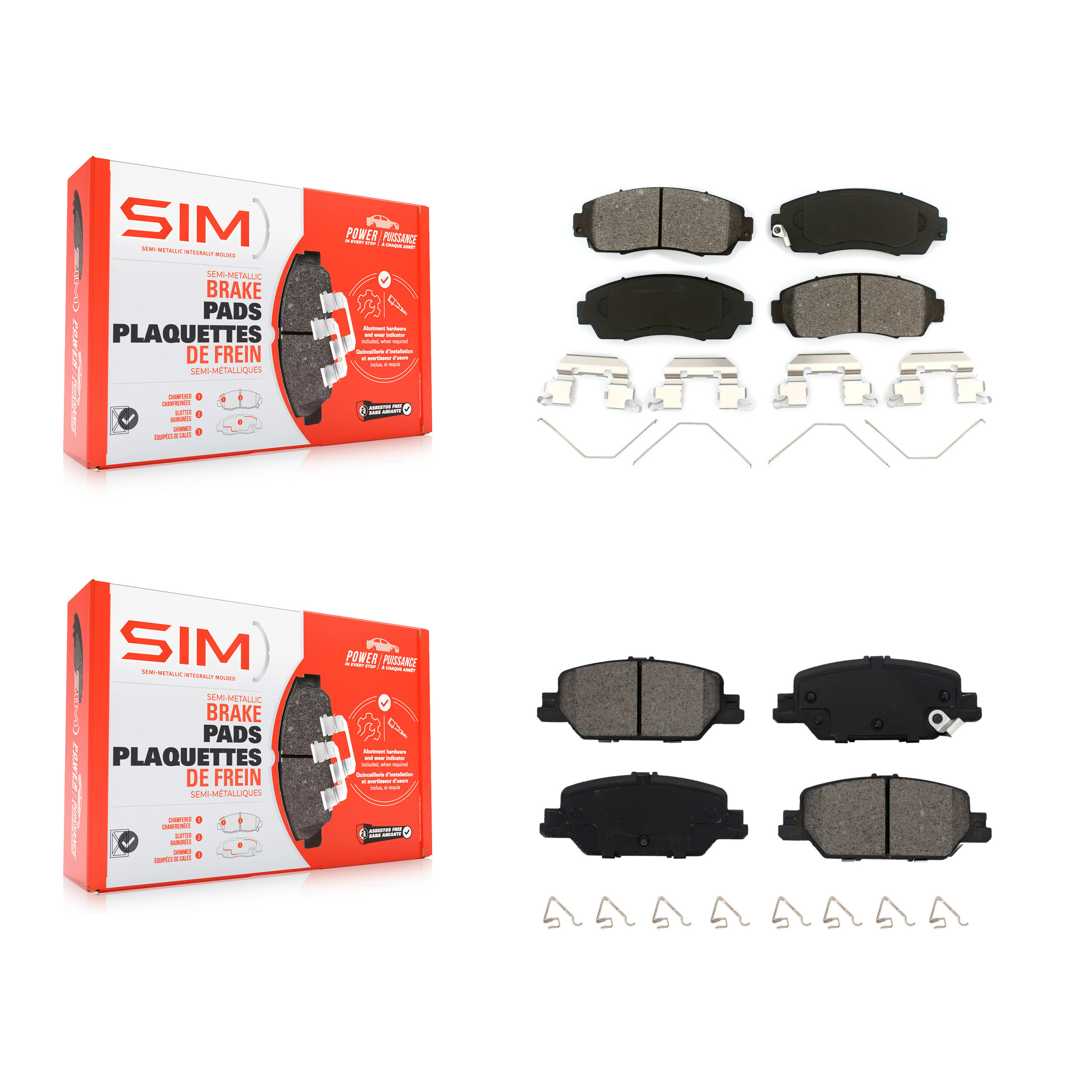 Front Rear Semi-Metallic Brake Pads Kit For Honda CR-V FULL HYBRID EV-GAS (FHEV) engine KSM-100564