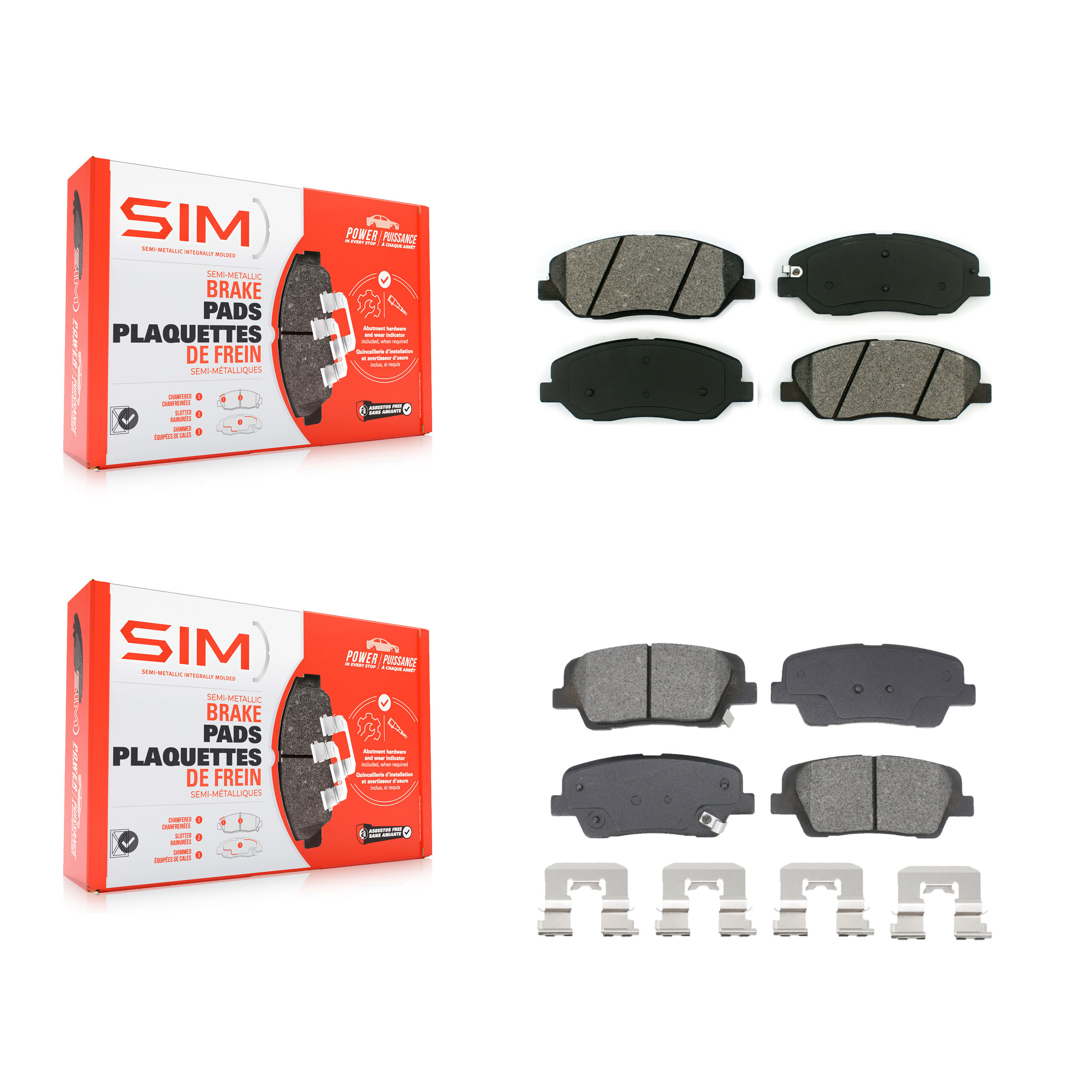 Front Rear Semi-Metallic Brake Pads Kit For 2013-2016 Hyundai Santa Fe XL 3.3L KSM-100580