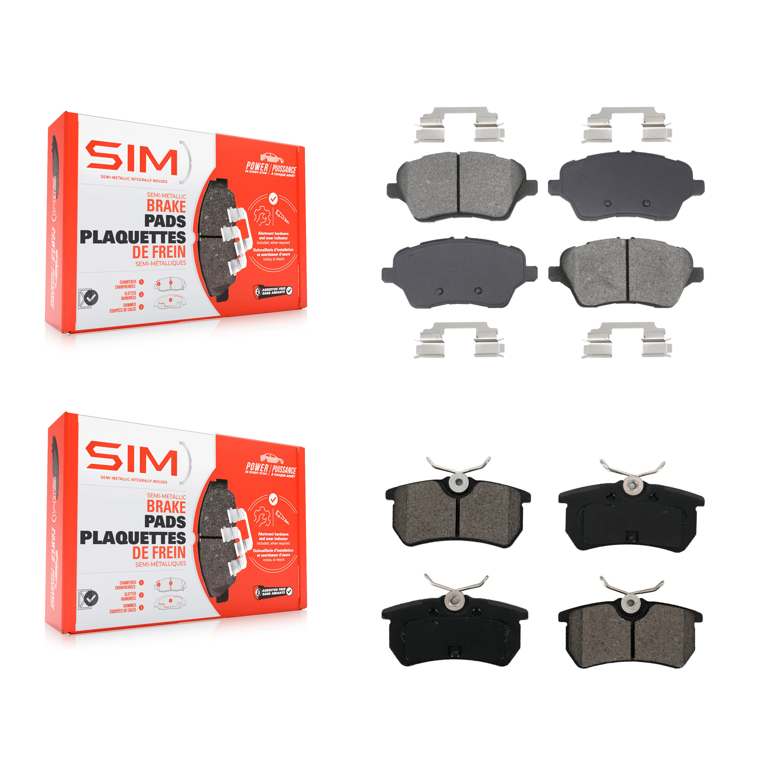 Front Rear Semi-Metallic Brake Pads Kit For 2014-2019 Ford Fiesta ST KSM-100591