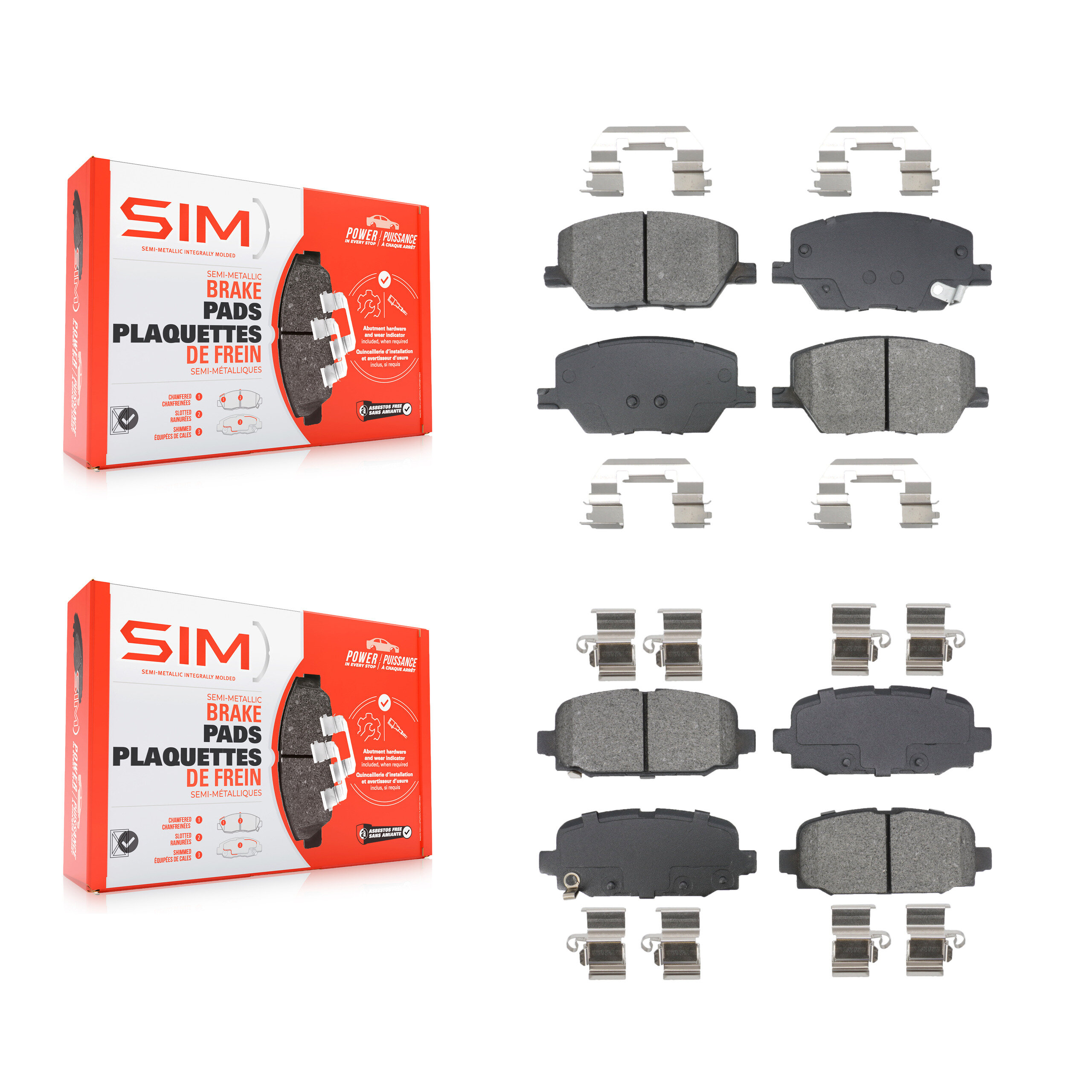 Front Rear Semi-Metallic Brake Pads Kit For 2018-2023 Jeep Compass KSM-100594