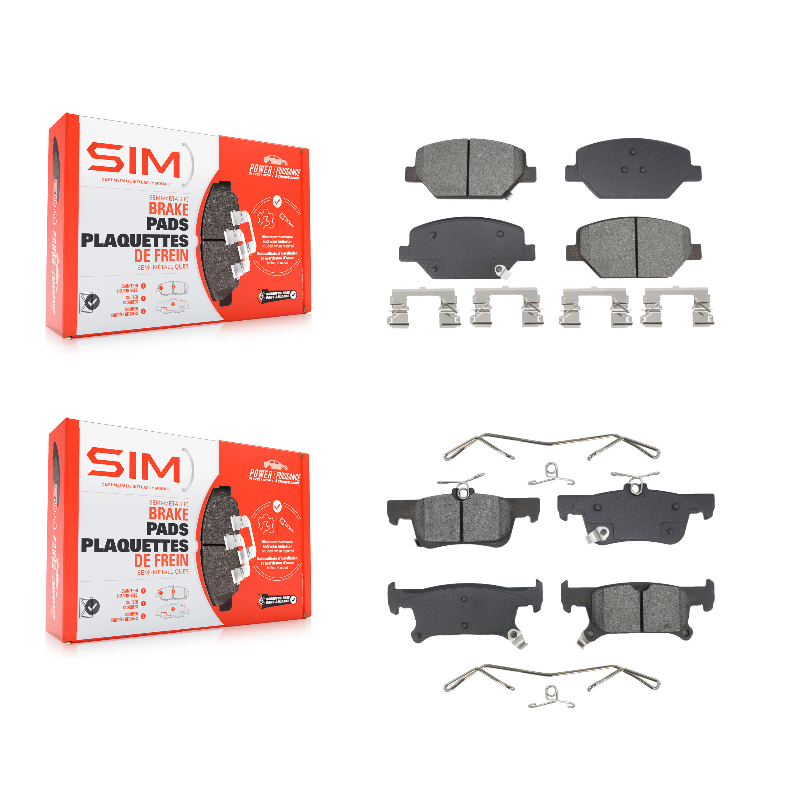 Front Rear Semi-Metallic Brake Pads Kit For Buick Envision With 288mm Diameter Rotor KSM-100597