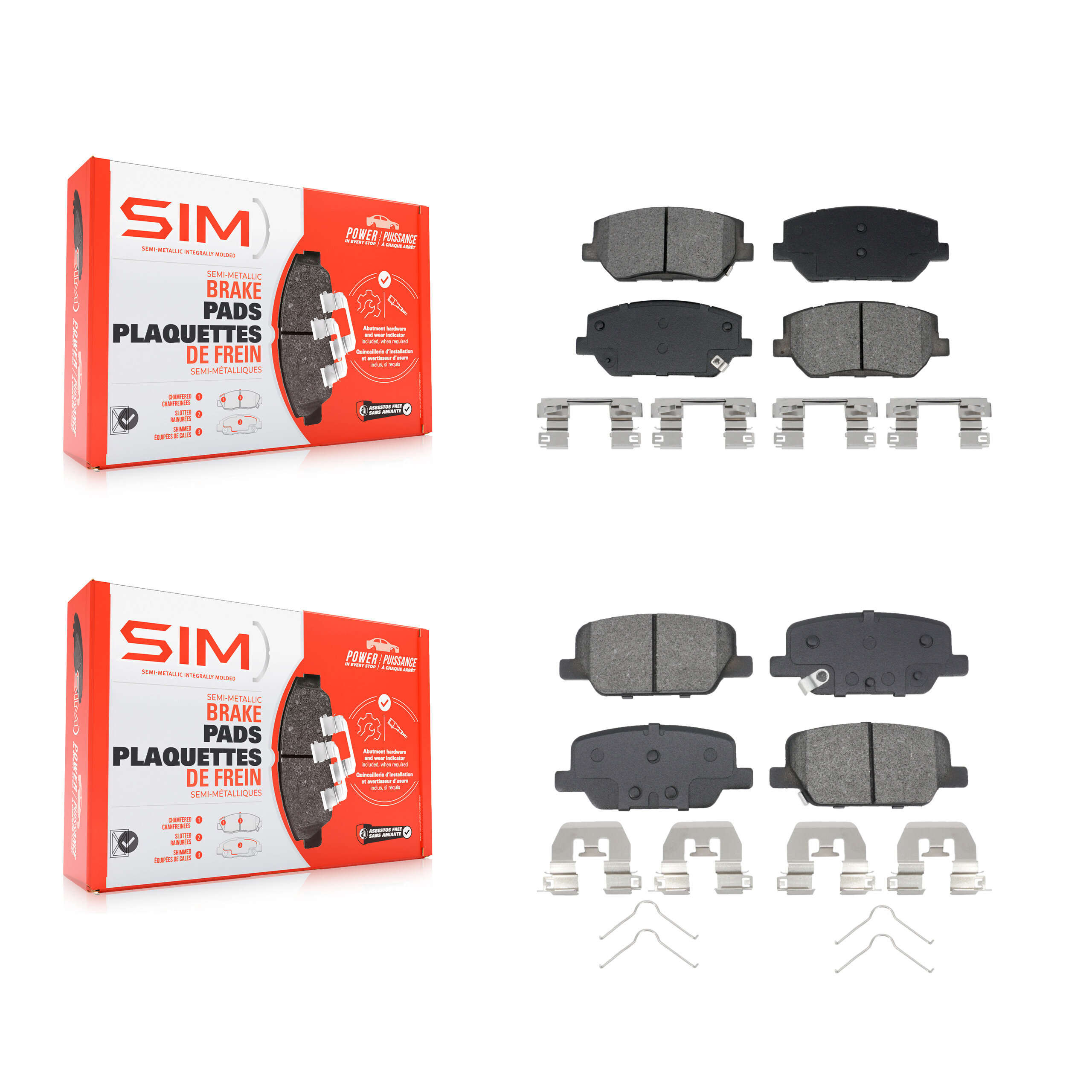 Front Rear Semi-Metallic Brake Pads Kit For 2019-2020 Hyundai Santa Fe KSM-100619