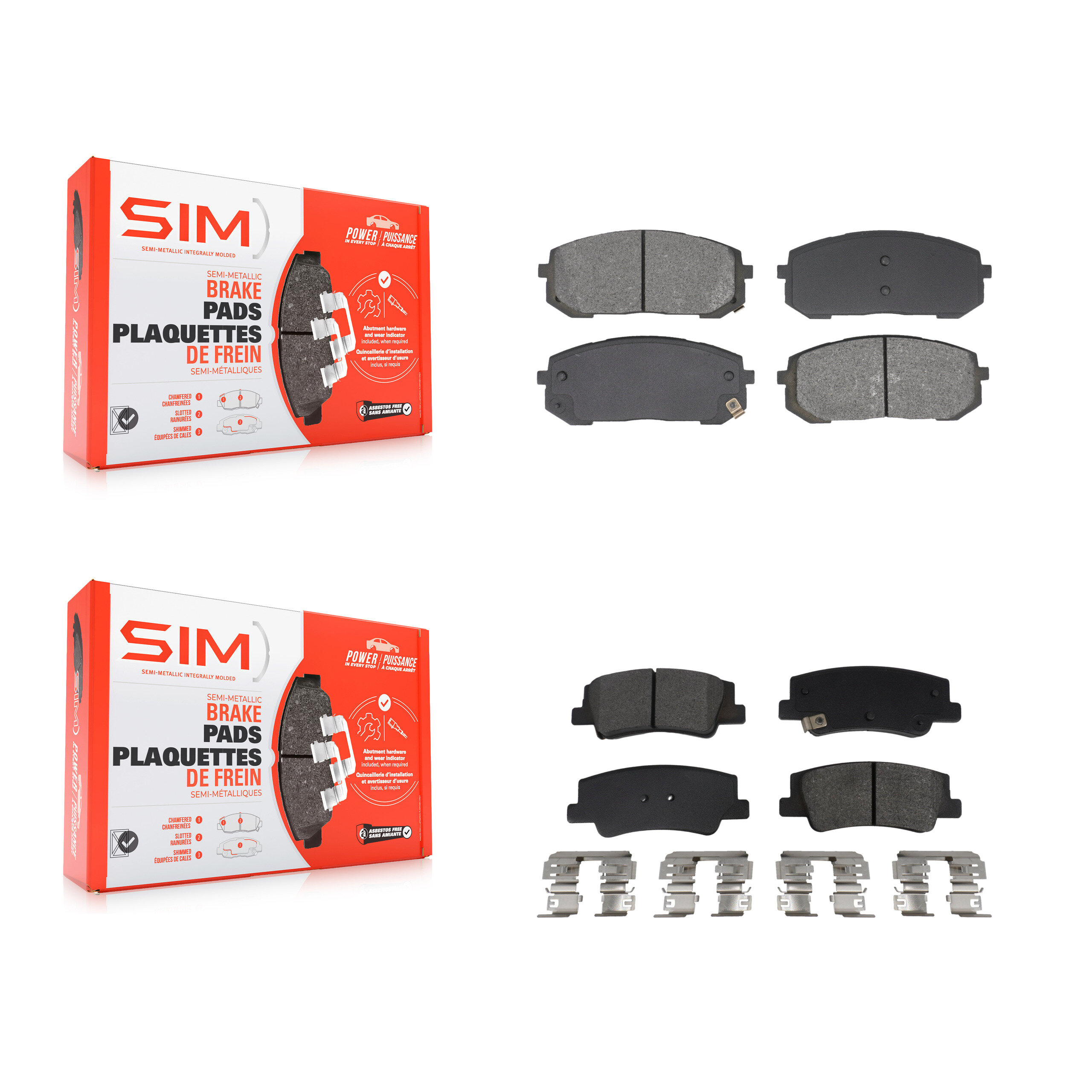 Front Rear Semi-Metallic Brake Pads Kit For Hyundai Sonata Kia K5 KSM-100625
