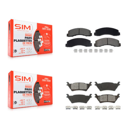 Front Rear Semi-Metallic Brake Pad Kit For 2018-2020 Ford F-150 With Manual Parking KSM-100645