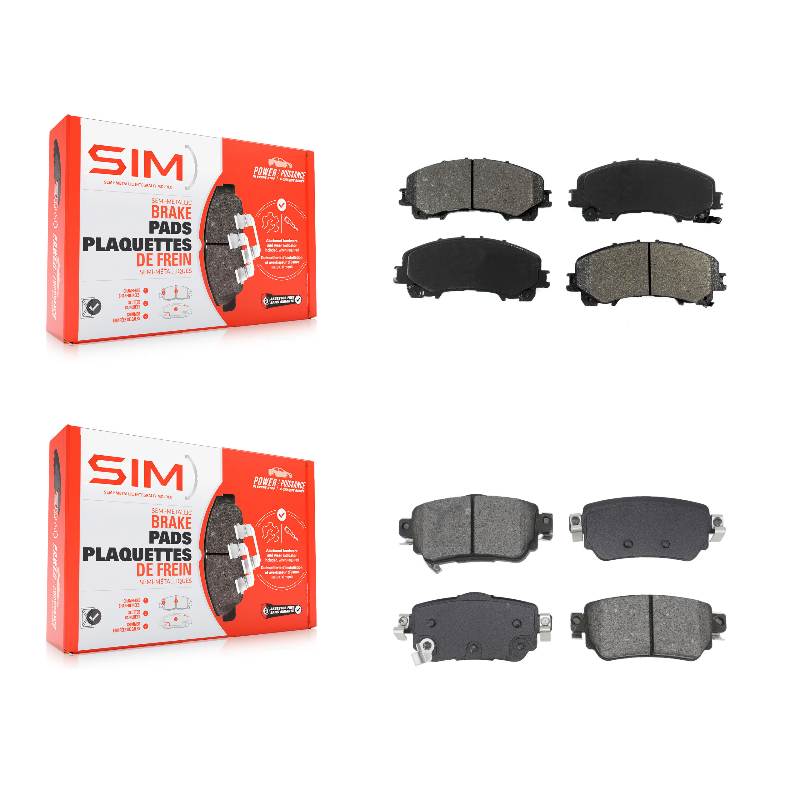 Front Rear Semi-Metallic Brake Pads Kit For Nissan Rogue FULL HYBRID EV-GAS (FHEV) engine KSM-100647