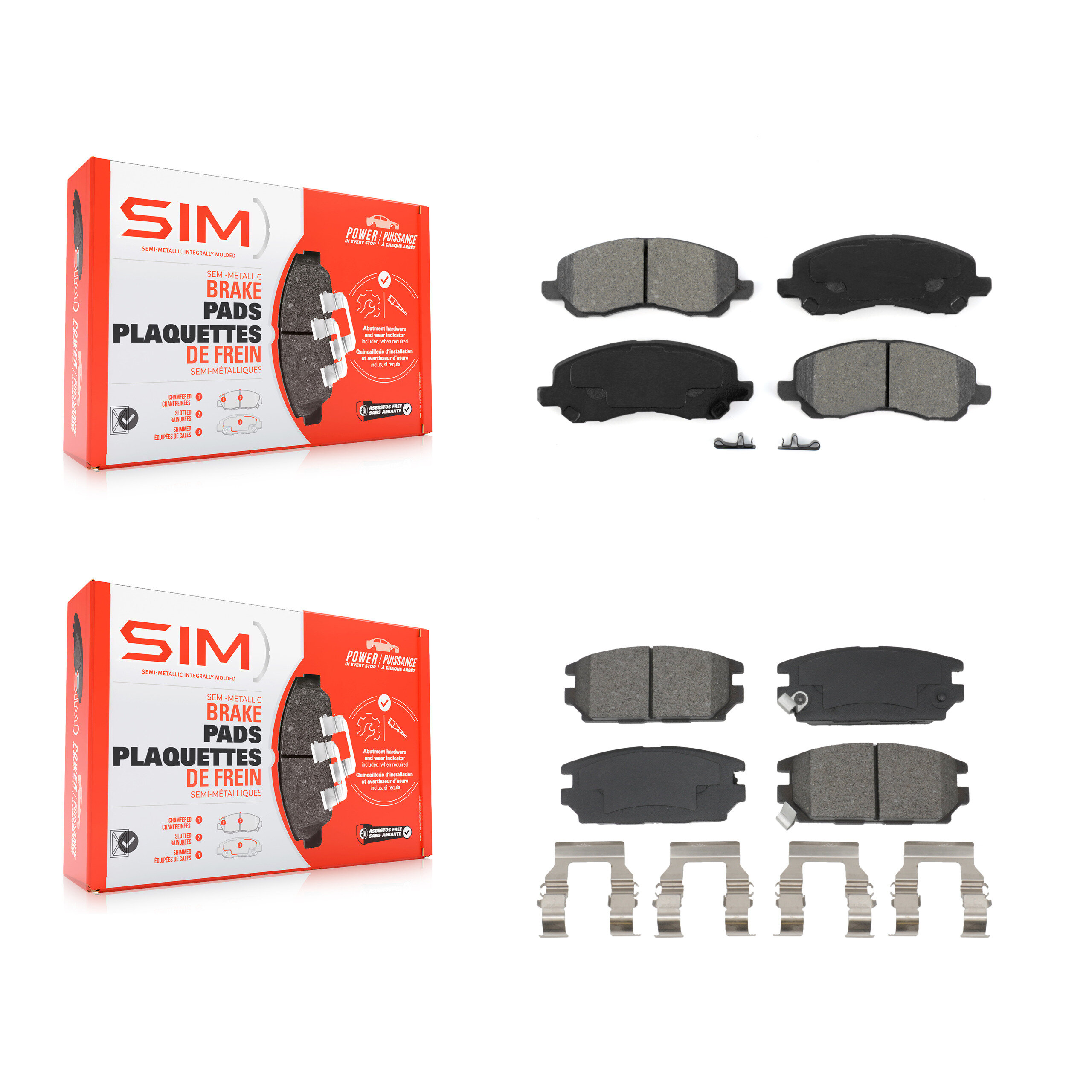 Front Rear Semi-Metallic Brake Pads Kit For Mitsubishi Eclipse Galant KSM-100665