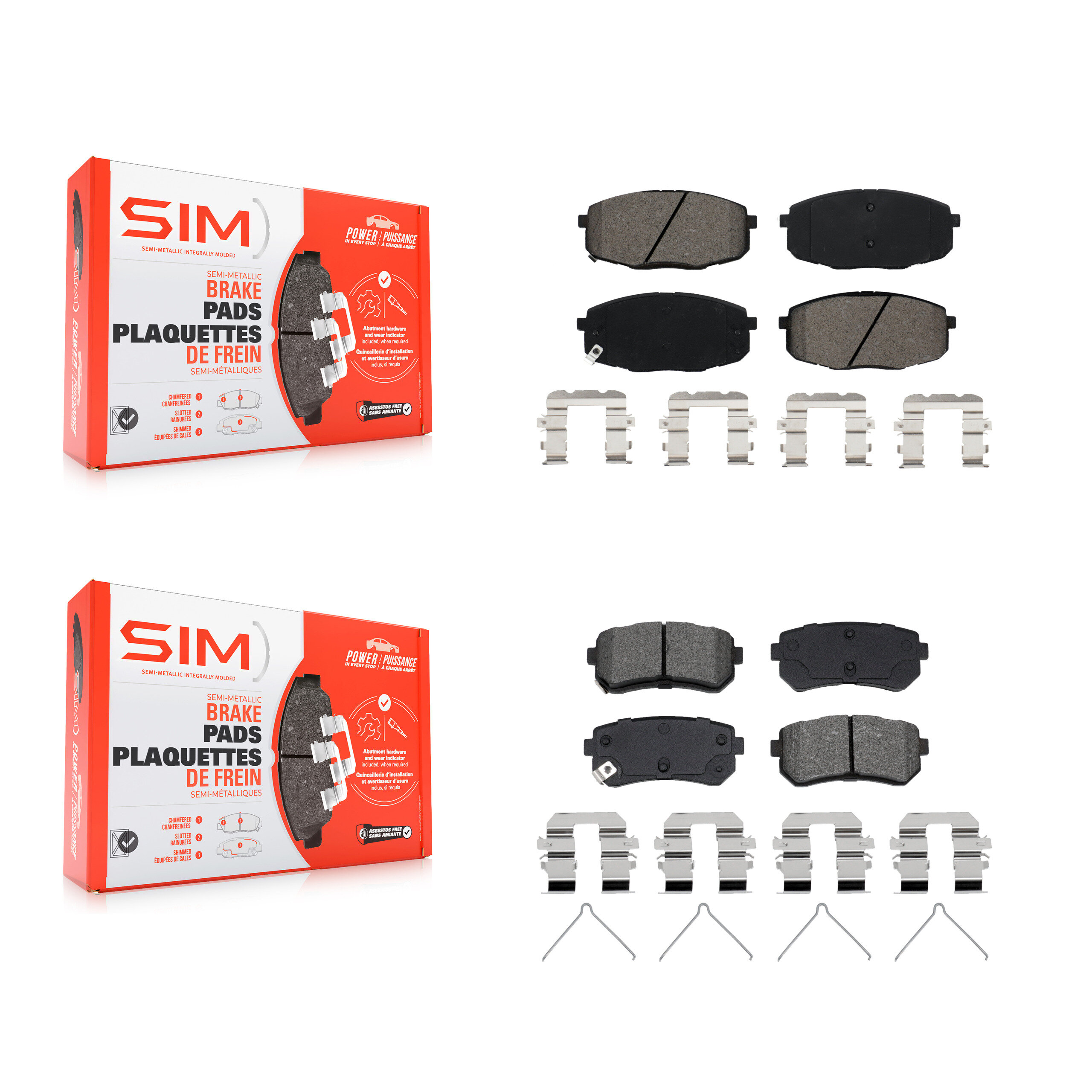 Front Rear Semi-Metallic Brake Pads Kit For Hyundai Kona Kia Seltos KSM-100684