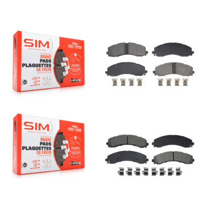 Front Rear Semi-Metallic Brake Pads Kit For 2019-2022 Ram 3500 With Dual Wheels KSM-100685
