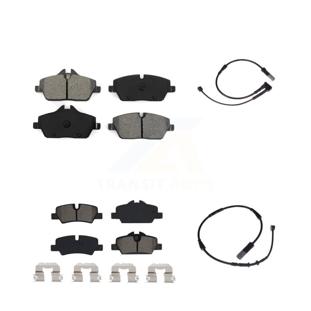 Front Rear Semi-Metallic Disc Brake Pads And Wear Sensors Kit For Mini Cooper KSW-100006