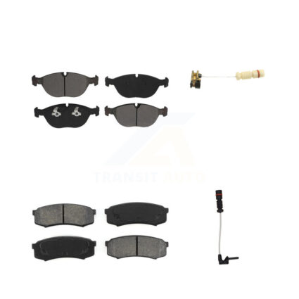 Front Rear Semi-Metallic Brake Pads & Wear Sensor Kit For 2000 Mercedes-Benz C43 AMG 4.3L KSW-100019