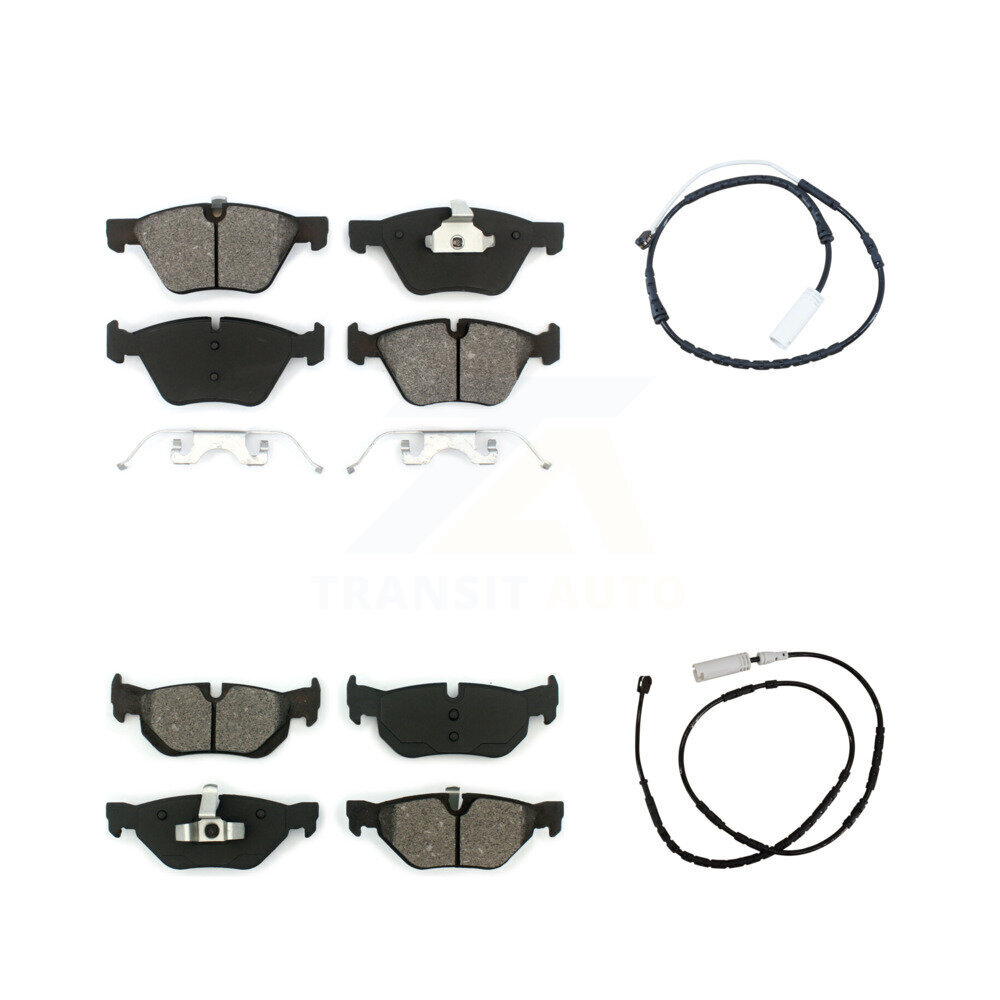 Front Rear Semi-Metallic Disc Brake Pads And Wear Sensors Kit For 2012 BMW X1 xDrive28i KSW-100036