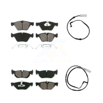 Front Rear Semi-Metallic Disc Brake Pads And Wear Sensors Kit For BMW 128i 328i 323i 325i KSW-100038
