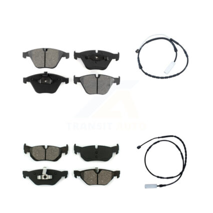 Front Rear Semi-Metallic Disc Brake Pad And Wear Sensor Kit For 2012 BMW 328i xDrive 3.0L KSW-100086