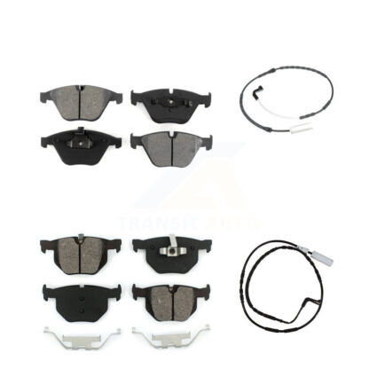 Front Rear Semi-Metallic Brake Pad And Wear Sensor Kit For 2009-2010 BMW 335i xDrive 3.0L KSW-100095