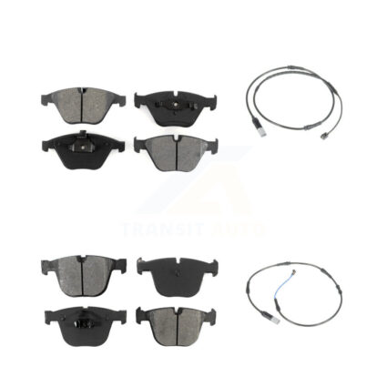 Front Rear Semi-Metallic Disc Brake Pads Wear Sensor Kit For 2010 BMW 535i Base with 3.0L KSW-100096