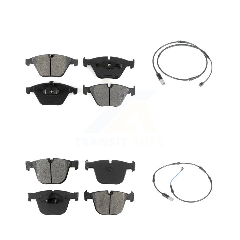 Front Rear Semi-Metallic Disc Brake Pads Wear Sensor Kit For 2010 BMW 535i Base with 3.0L KSW-100096