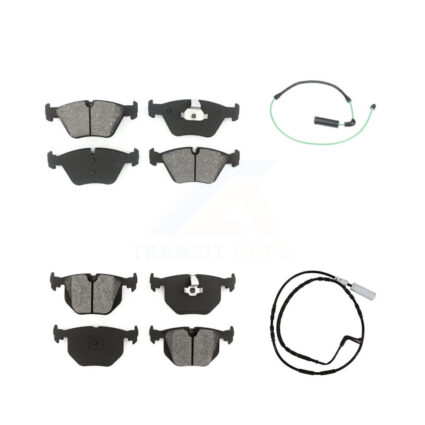Front Rear Semi-Metallic Disc Brake Pads And Wear Sensors Kit For 2005 BMW 330xi 3.0L KSW-100101