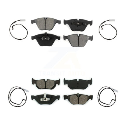 Front Rear Semi-Metallic Disc Brake Pads And Wear Sensors Kit For 2008 BMW 328i 3.0L KSW-100131