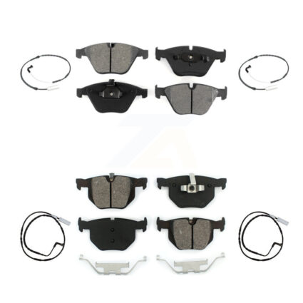 Front Rear Semi-Metallic Brake Pad And Wear Sensor Kit For 2009-2010 BMW 335i xDrive 3.0L KSW-100134
