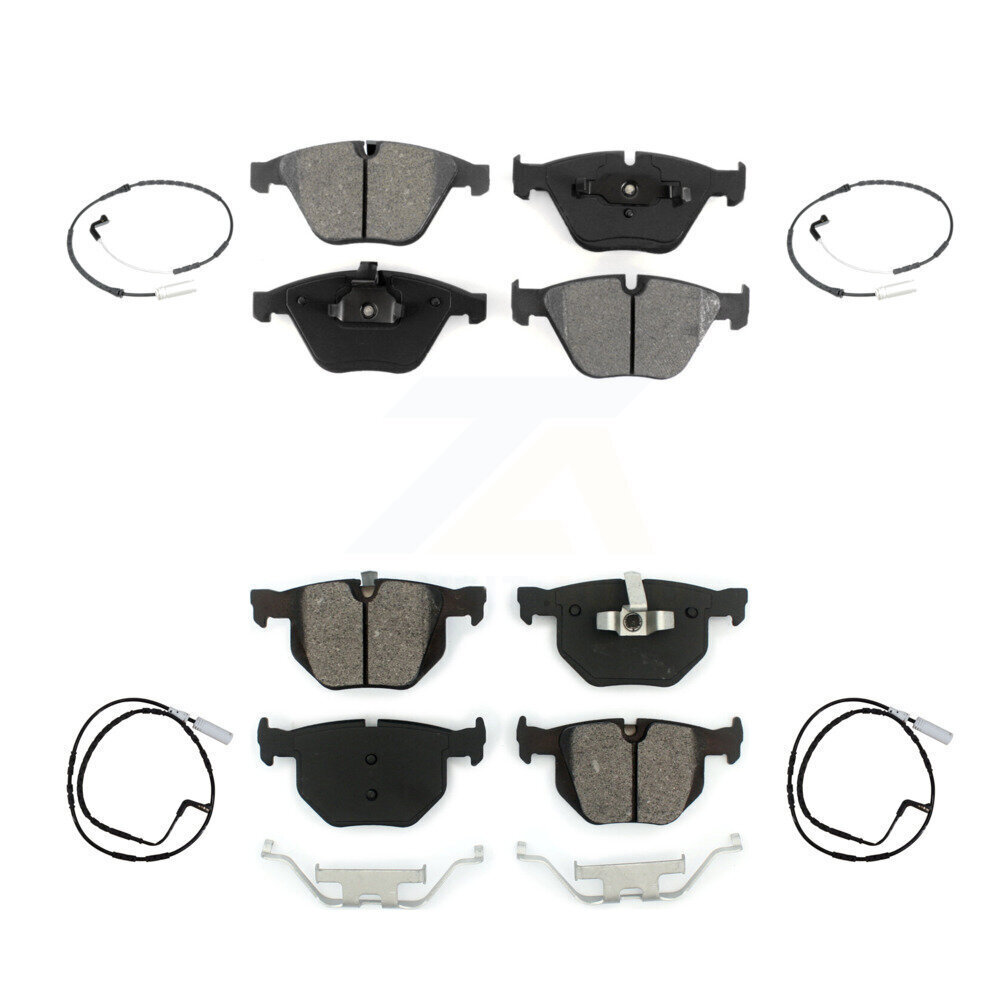 Front Rear Semi-Metallic Brake Pad And Wear Sensor Kit For 2009-2010 BMW 335i xDrive 3.0L KSW-100134