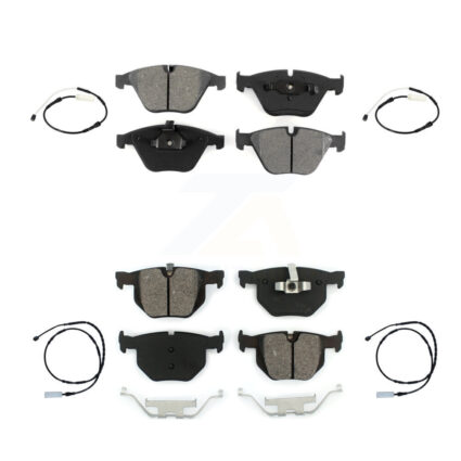 Front Rear Semi-Metallic Disc Brake Pads And Wear Sensors Kit For BMW 335i 335is 335d KSW-100139