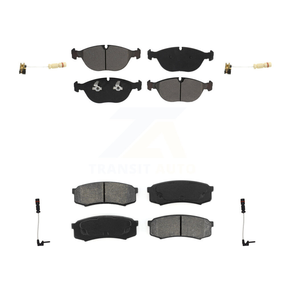 Front Rear Semi-Metallic Brake Pads & Wear Sensor Kit For 2000 Mercedes-Benz C43 AMG 4.3L KSW-100146